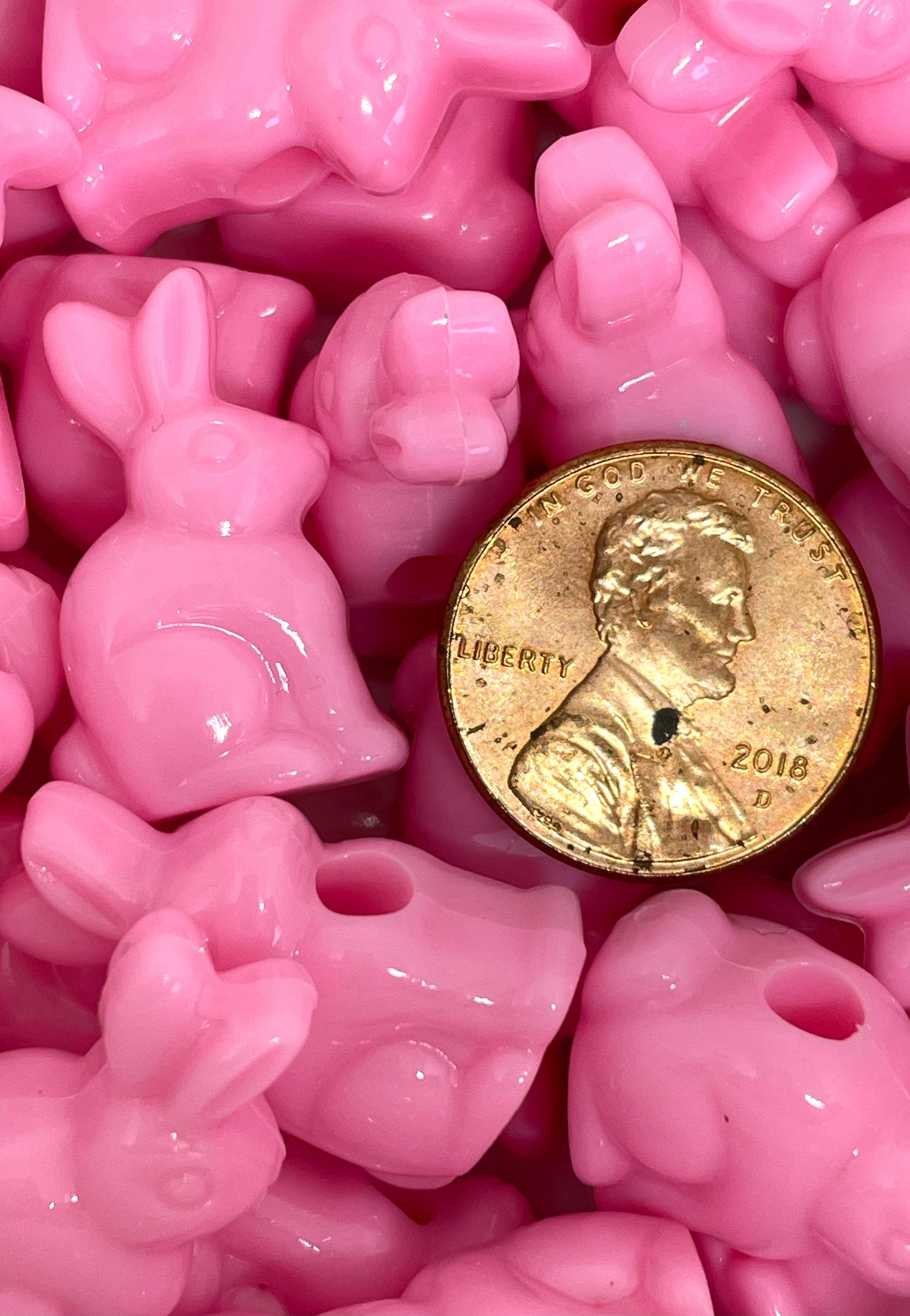 Pink Rabbit Beads for Easter, Strawberry Beads for Jewelry Making, Chocolate Rabbit Beads, Bunny Beads, Pet Beads, Cute Animal Beads