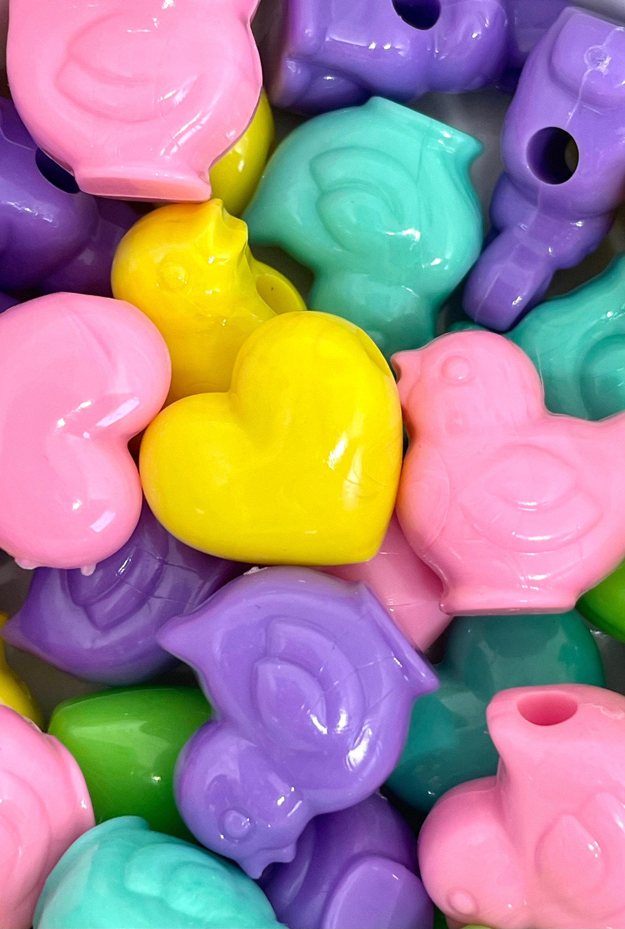 Pastel Animal Bead Mix, Easter Bead Assortment, Animal Bead Assortment, Chick Beads, Bunny Beads for Jewelry Making, Easter Jewelry