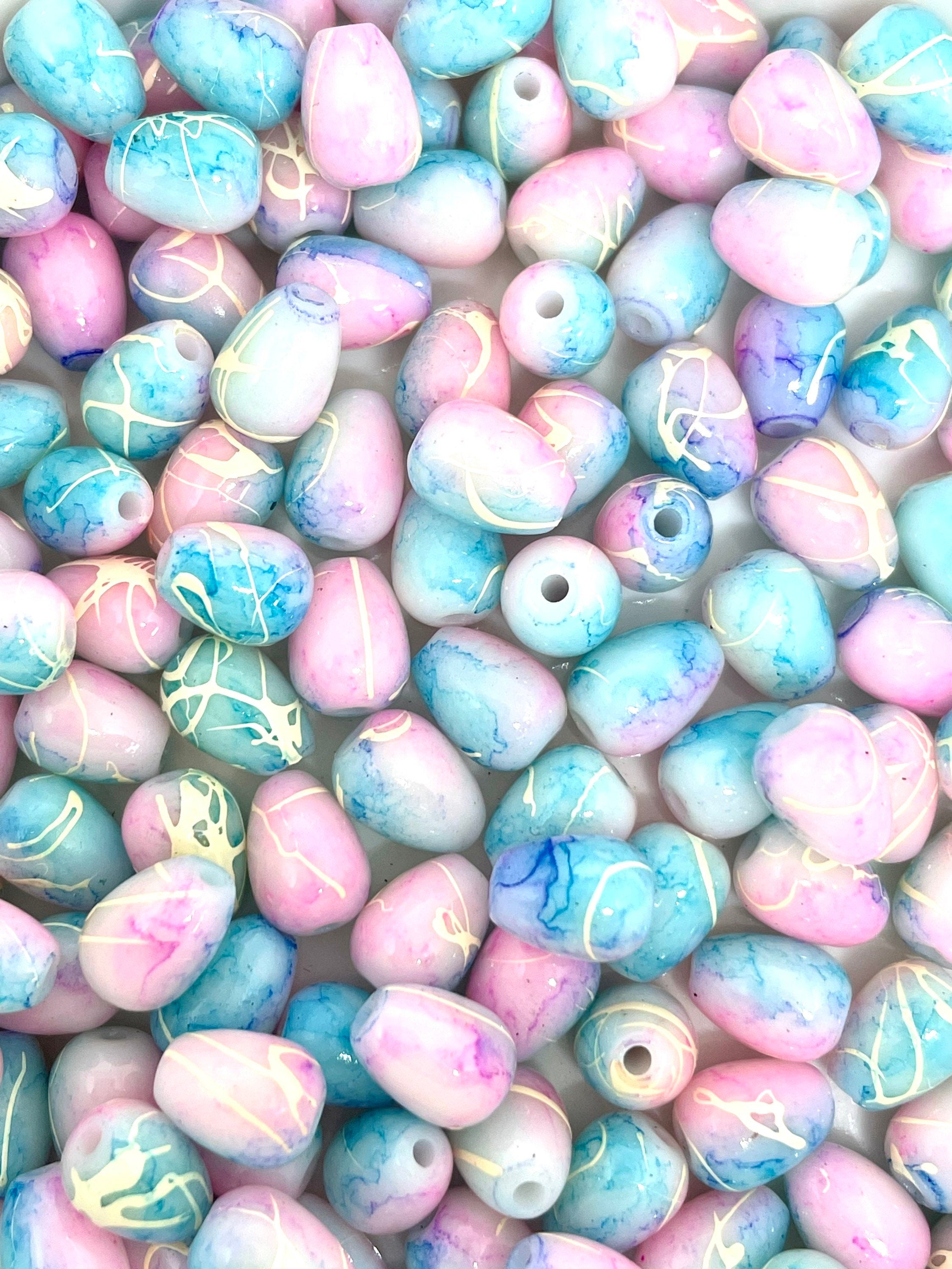 Cotton Candy Beads, Teardrop Beads, Glass Beads, Drop Beads for Earrings, Candy Beads for Jewelry Making