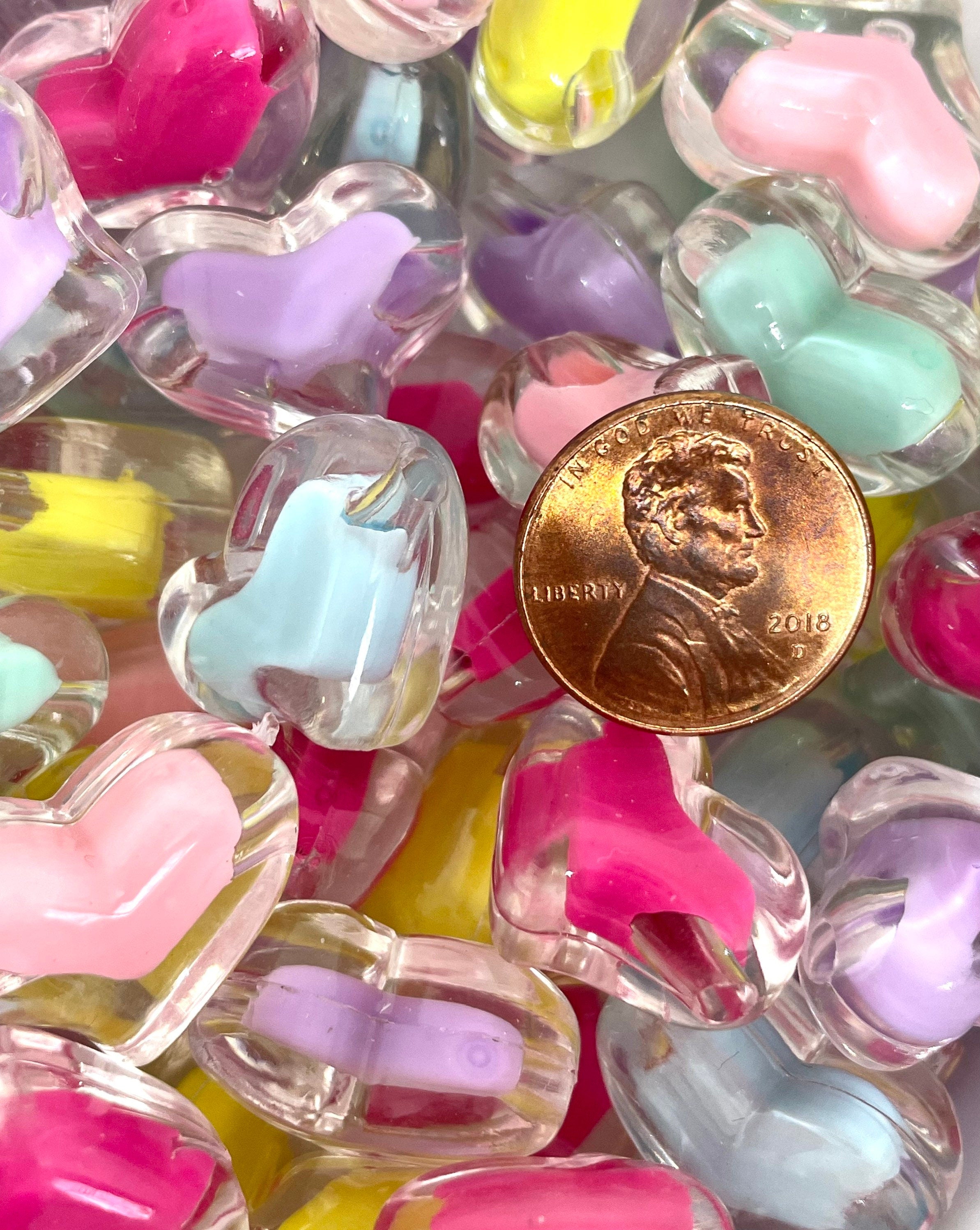 Chunky Heart Beads for Valentine's Day Jewelry, Love Beads, Chunky Beads for Necklace, Chunky Jewelry