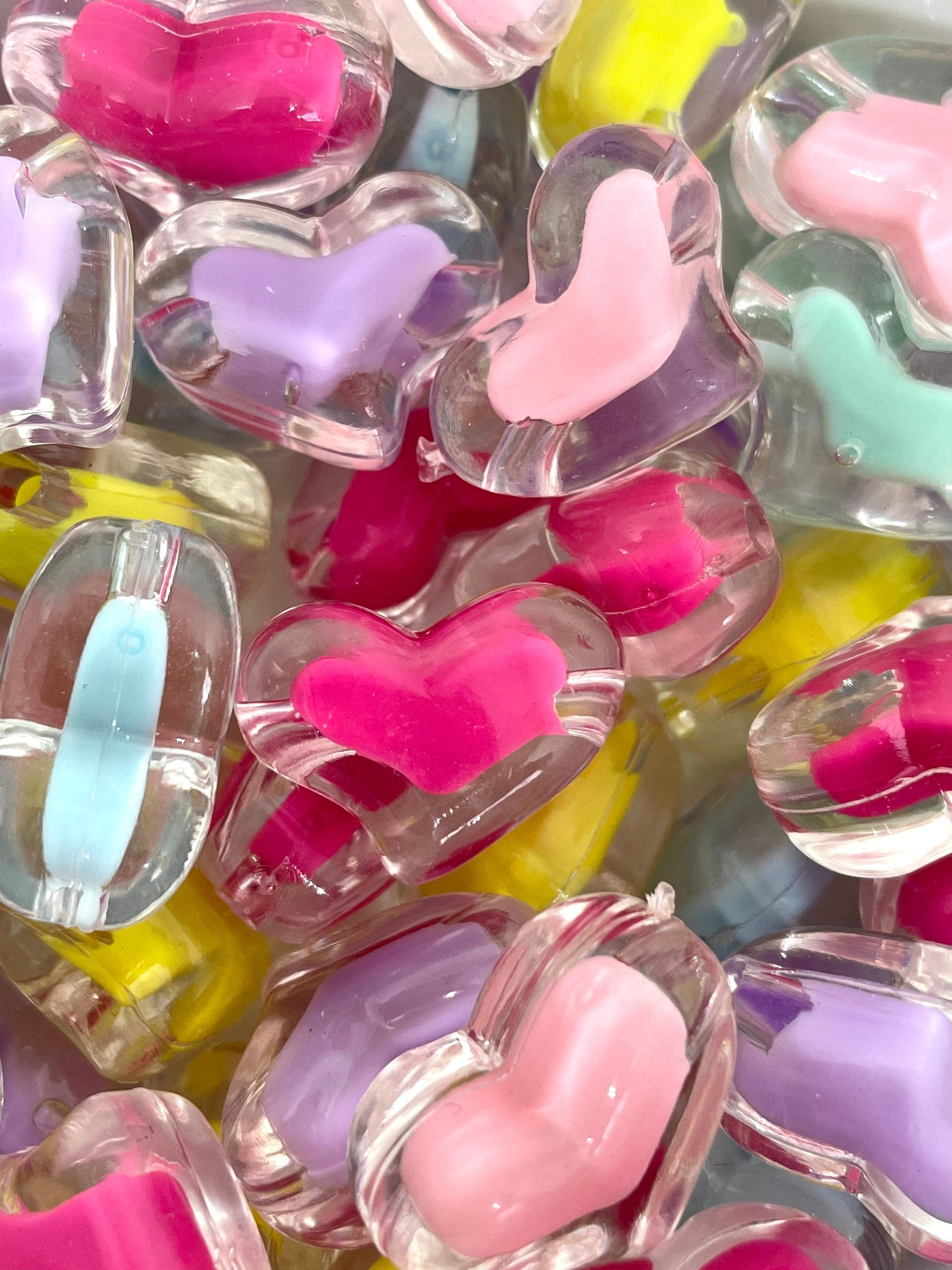 Chunky Heart Beads for Valentine's Day Jewelry, Love Beads, Chunky Beads for Necklace, Chunky Jewelry