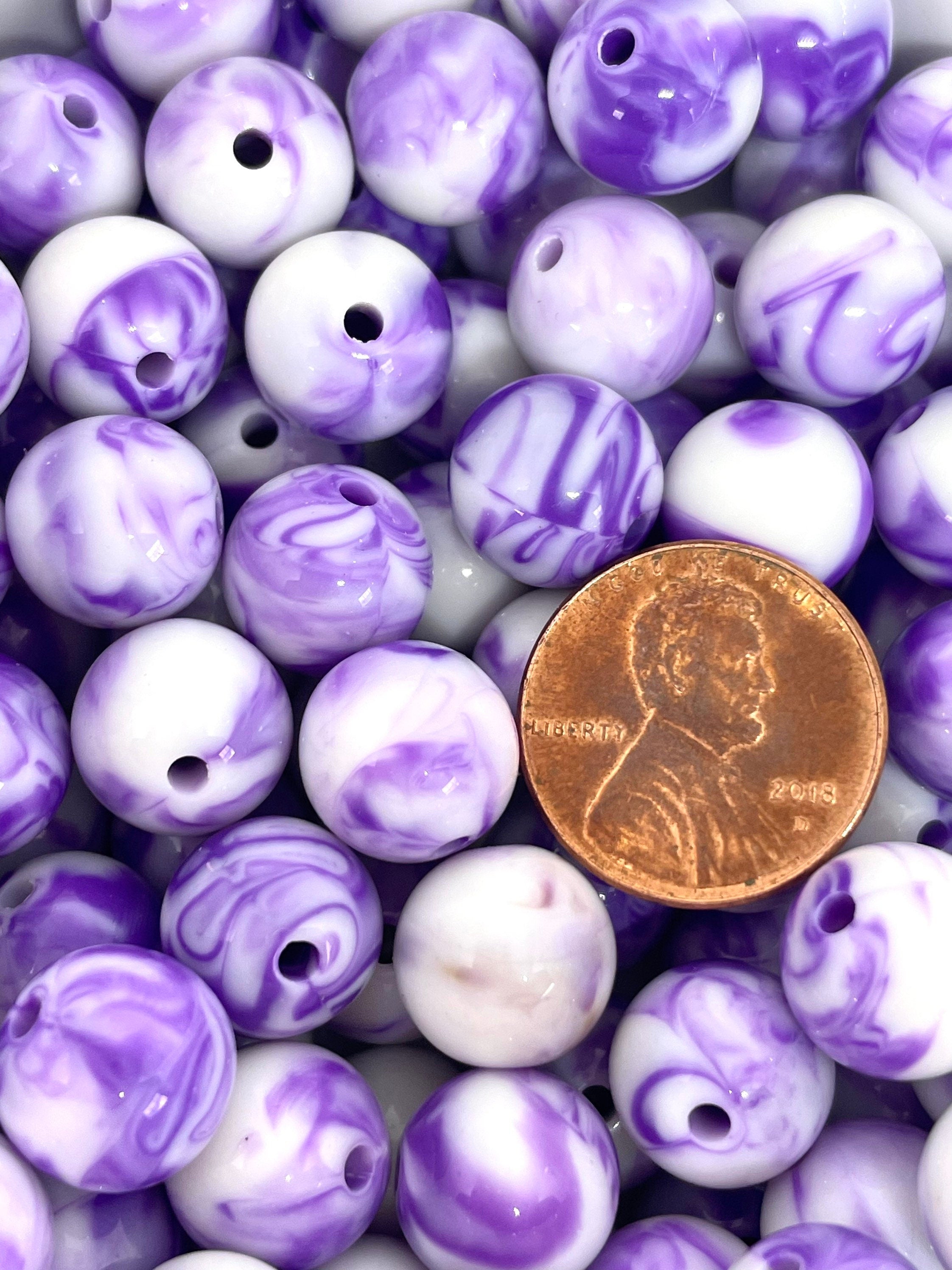 12mm Violet Purple Swirl Beads