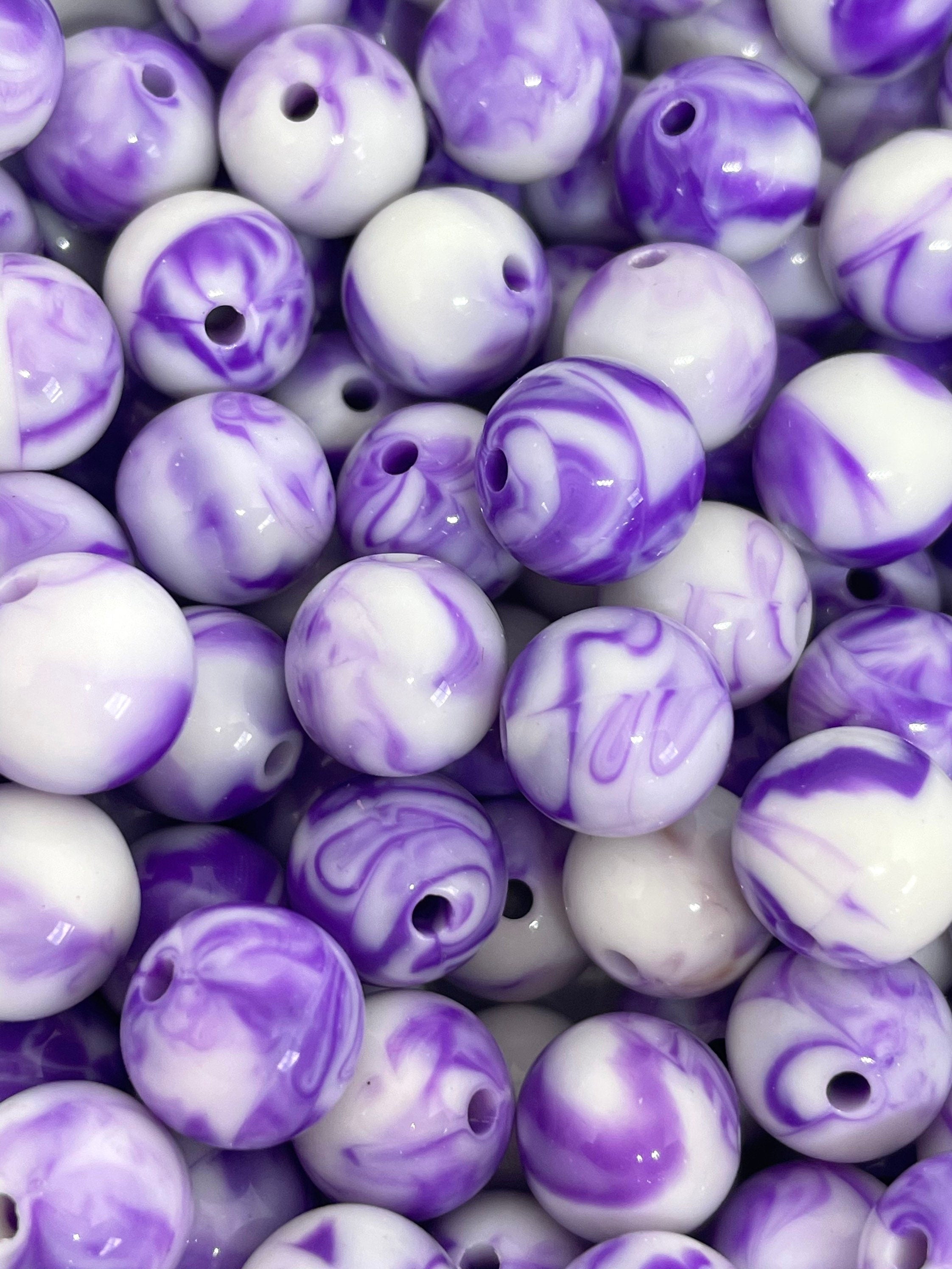 12mm Violet Purple Swirl Beads
