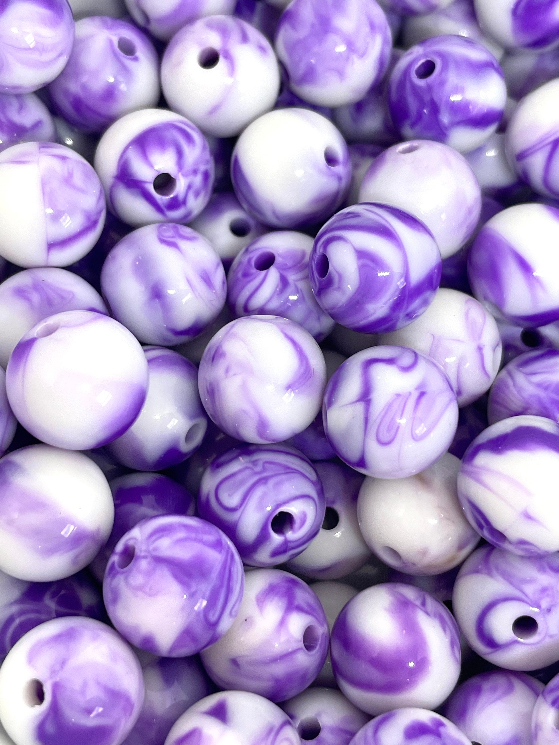 12mm Violet Purple Swirl Beads