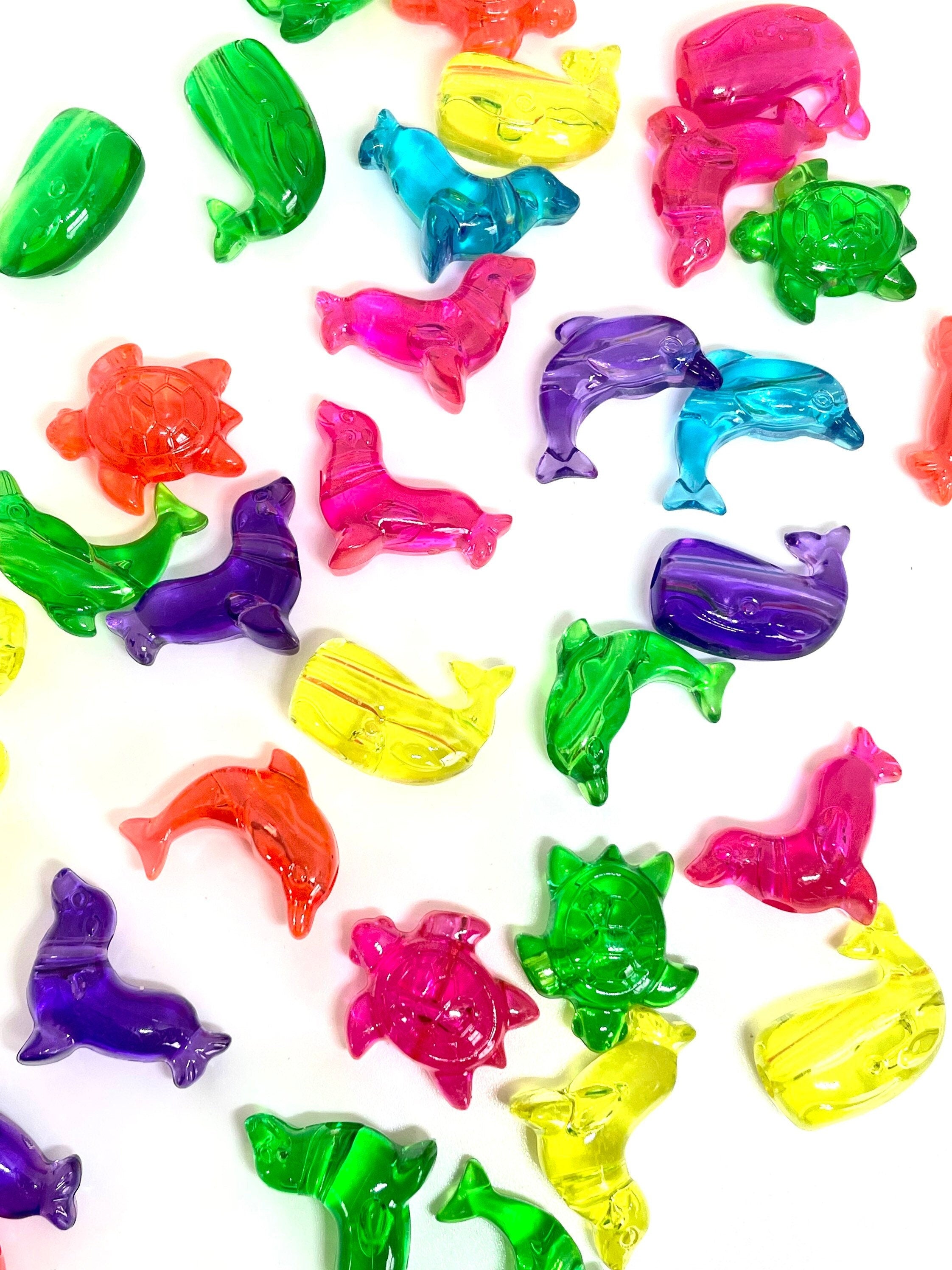 Translucent Jelly Marine Animal Beads, Sea Life Beads, Ocean Beads for Kids, Whale, Seal, Dolphin, and Sea Turtle Charms