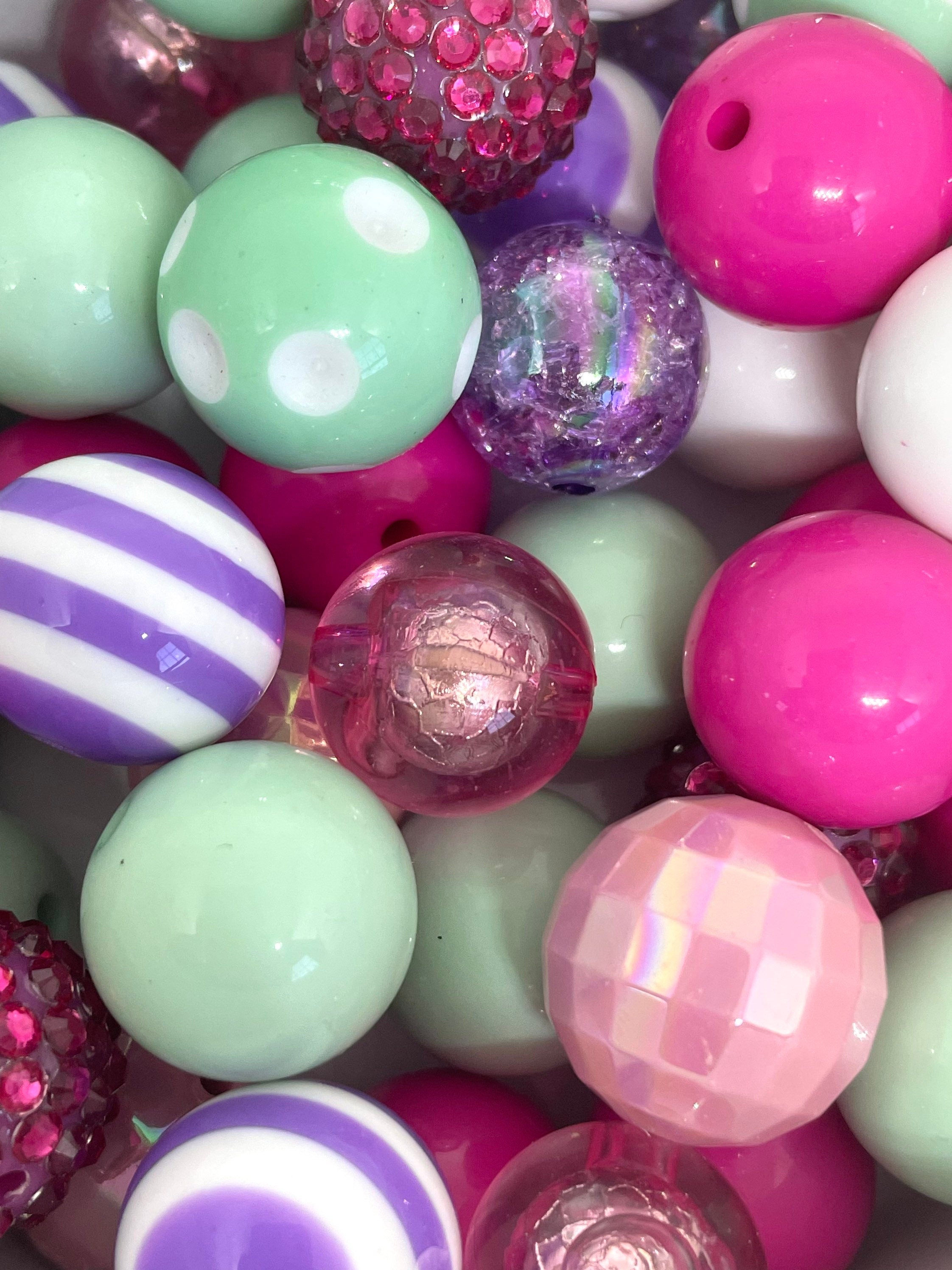 Cute Pastel Chunky Bead Mix, Beads 20mm for Chunky Jewelry, Large Round Beads, Bead Assortment, Pastel Bead Variety for Necklace