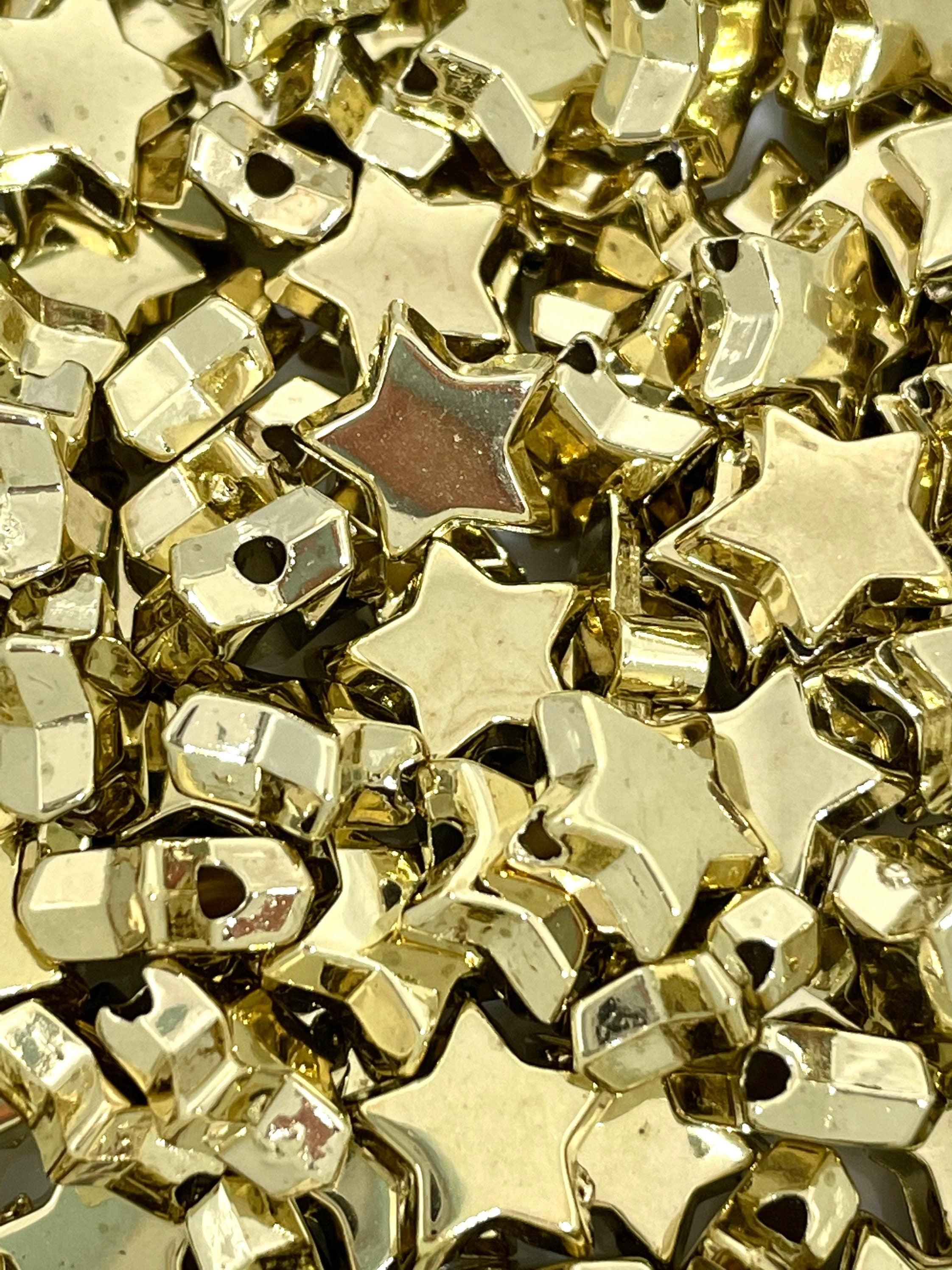 Gold Star Beads, Metal Star Shaped Beads for Jewelry Making, Star Spacer Beads for Bracelet, Star Necklace Charm