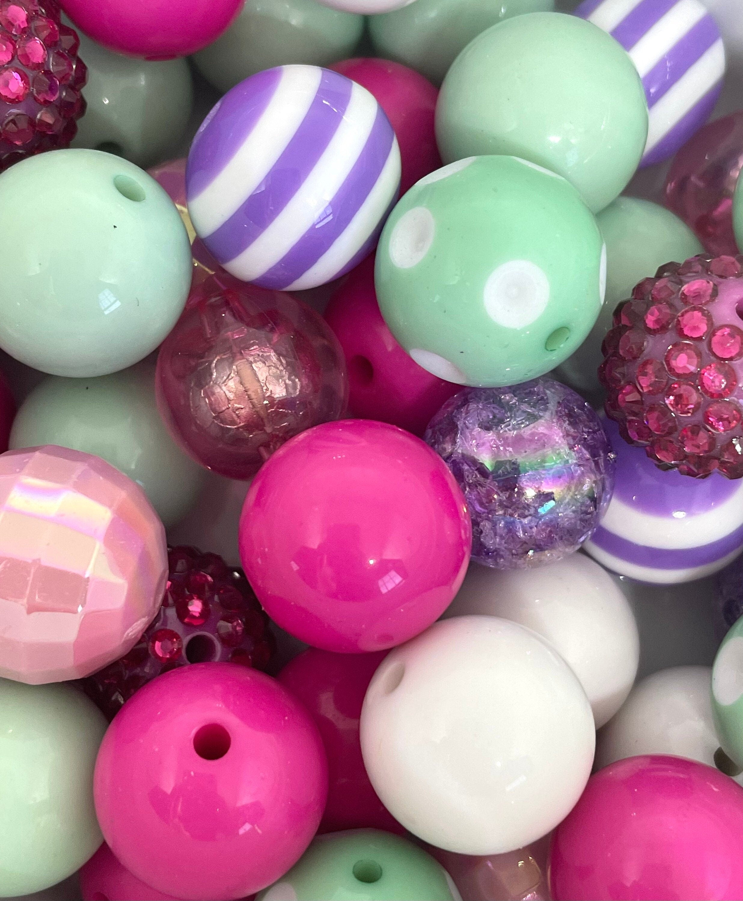 Cute Pastel Chunky Bead Mix, Beads 20mm for Chunky Jewelry, Large Round Beads, Bead Assortment, Pastel Bead Variety for Necklace