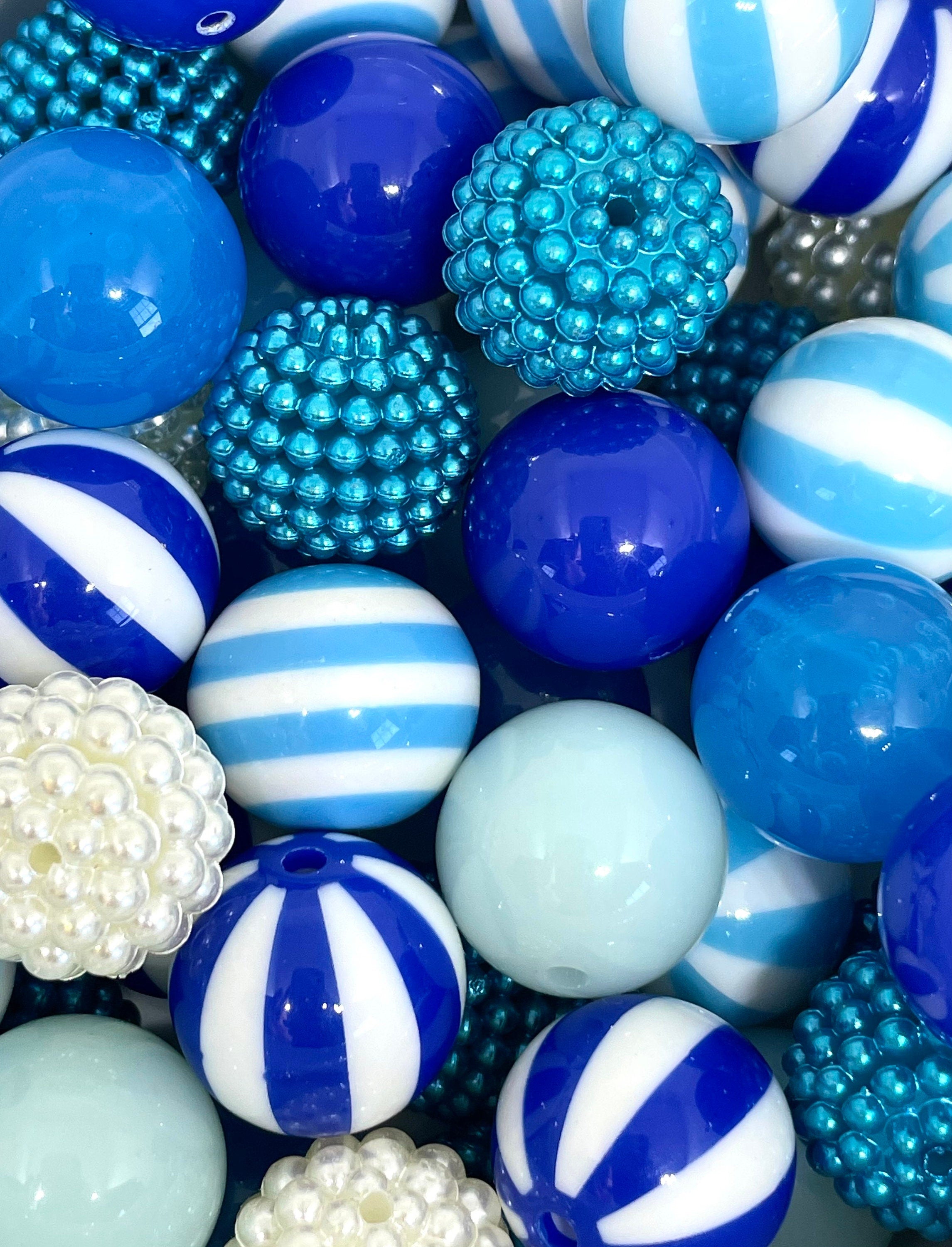 Blue Ocean Bead Assortment, Blue Chunky Beads for Jewelry Making, Big Blue Beads for Necklace, Chunky Jewelry, Chunky Necklace, 20mm Beads
