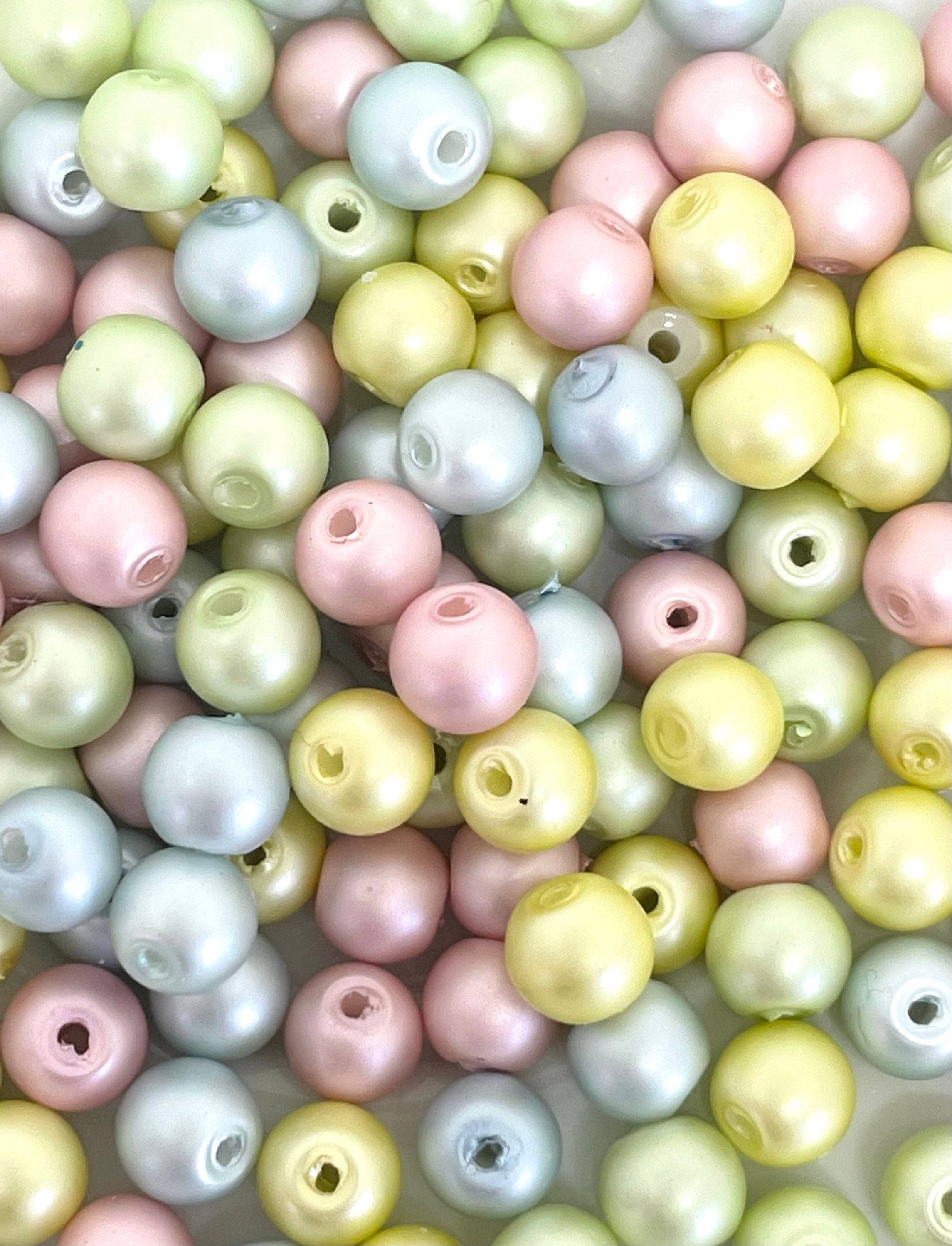 Pastel Glass Pearl Beads, Pastel Beads for Easter, Cute Beads for Bracelet Making, Kawaii Beads, Sweet Lolita, Gyaru, Candy Beads