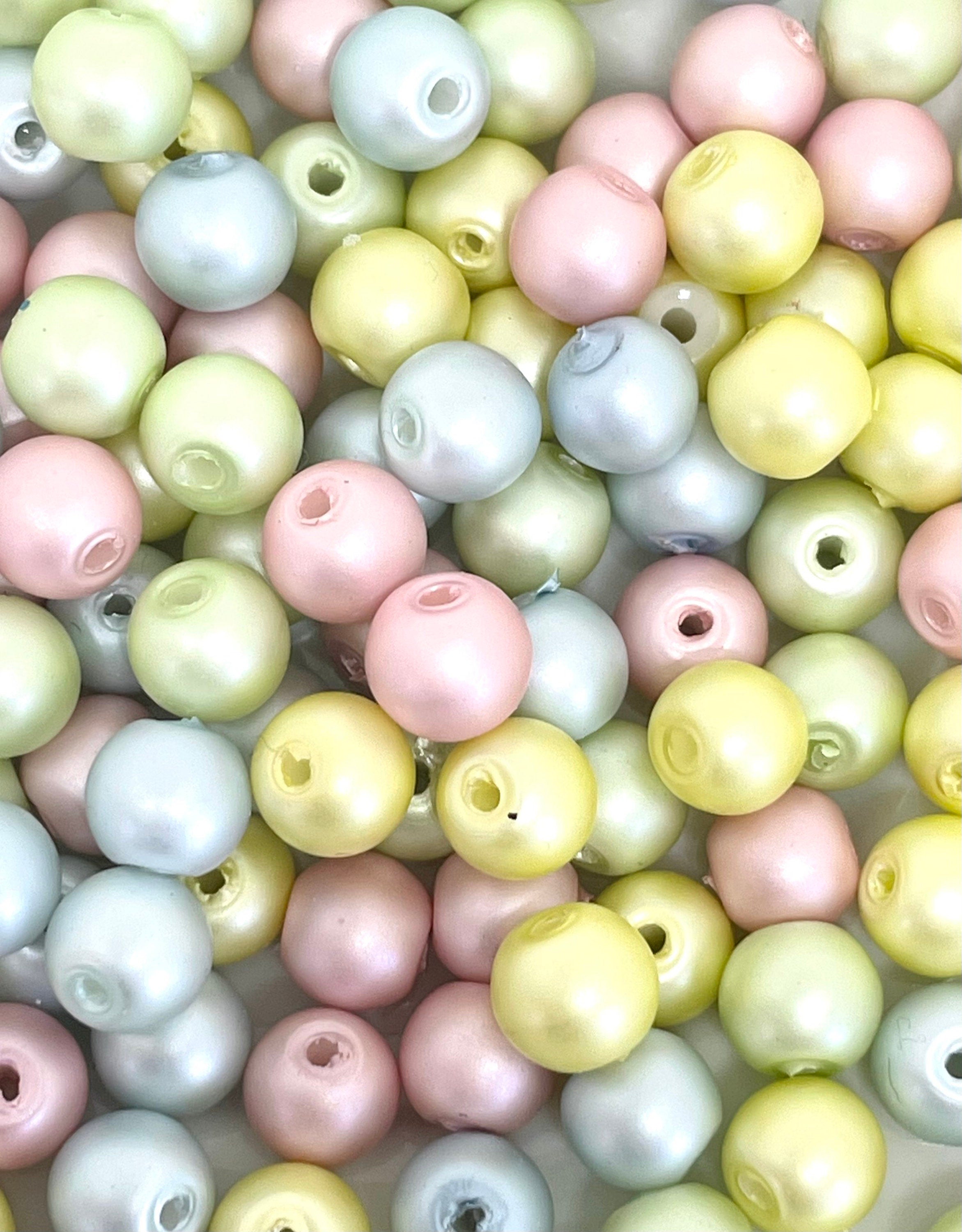 Pastel Glass Pearl Beads, Pastel Beads for Easter, Cute Beads for Bracelet Making, Kawaii Beads, Sweet Lolita, Gyaru, Candy Beads
