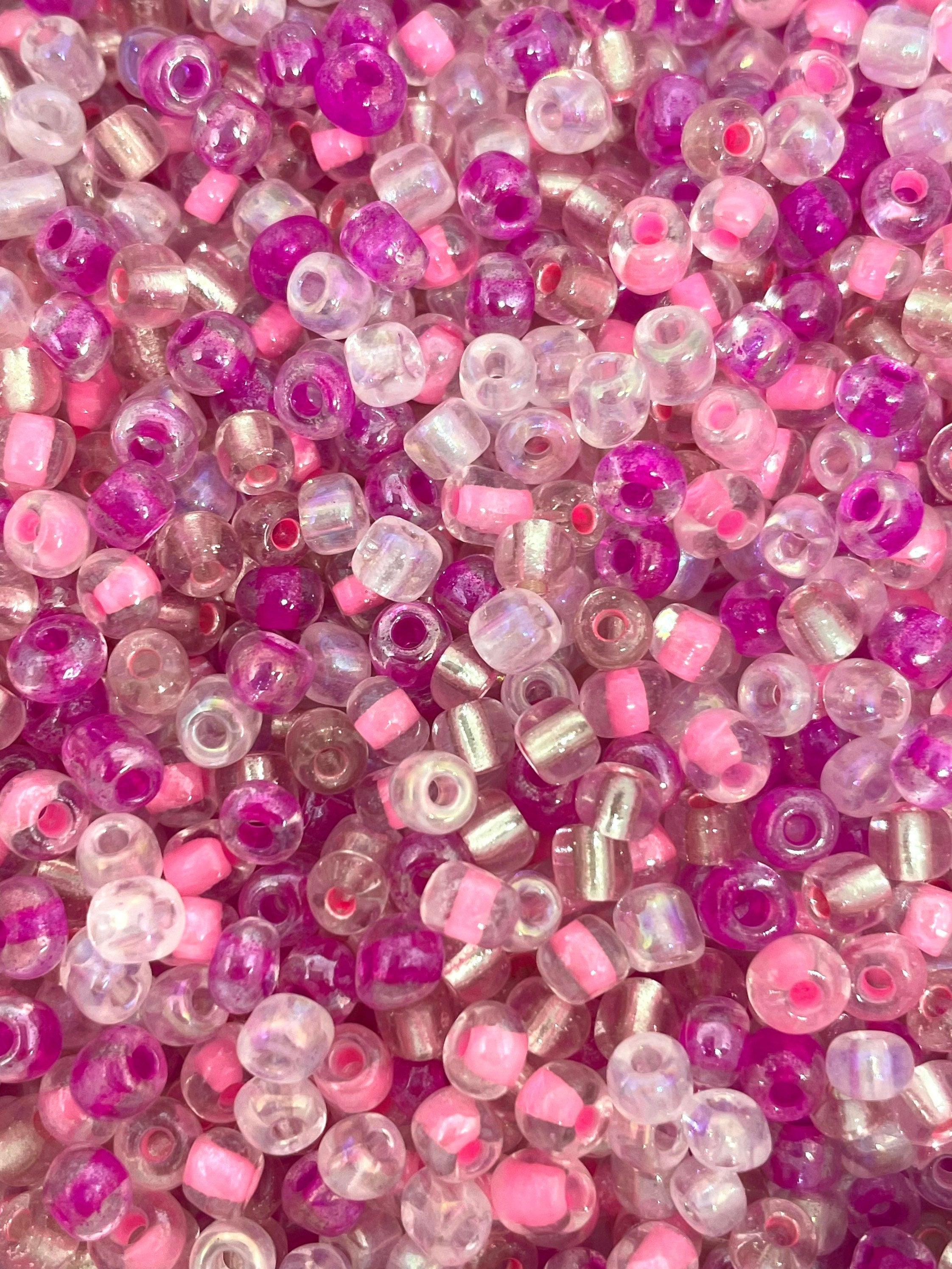 Magenta Pink Seed Bead Set for Jewelry Making, Delicate Beads for Necklace, Cute Pink Bead Assortment, 6mm Beads