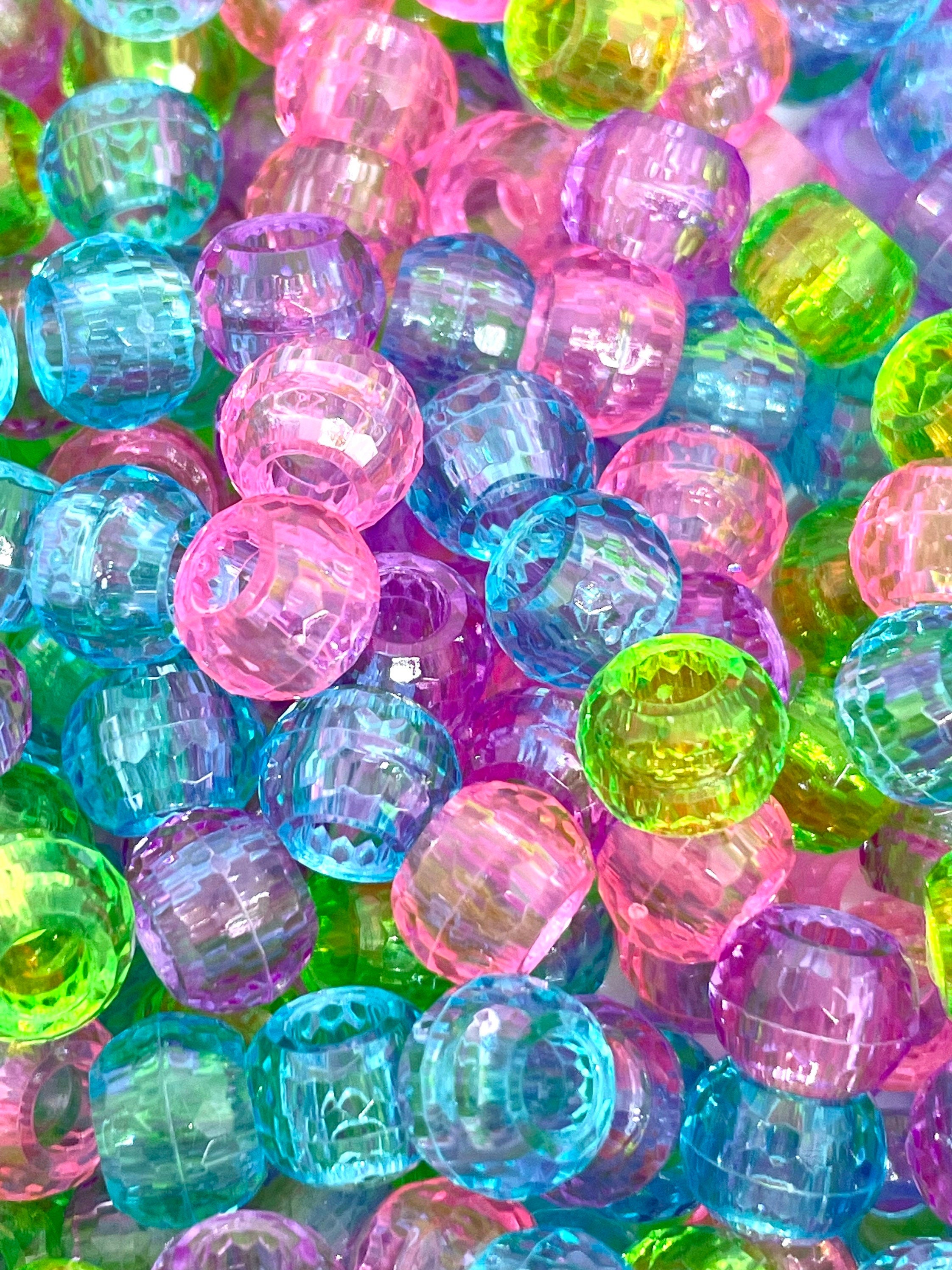 Translucent Spring Bead Set, Faceted Barrel Beads, Pony Bead Assortment, Bulk Beads for Jewelry Making, 9mm Kandi Set