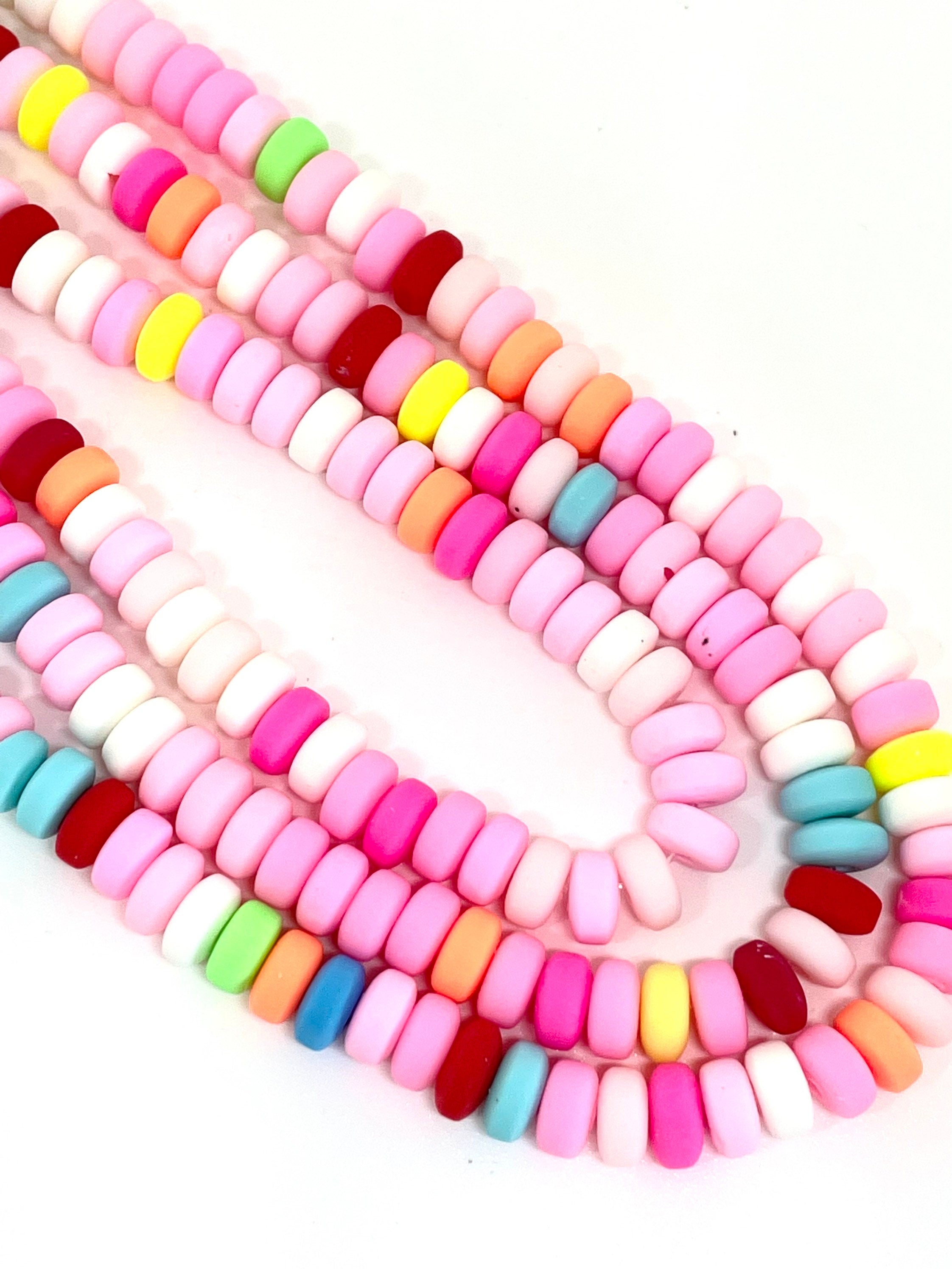 Baby Pink Heishi Beads: Candy Necklace Inspired Design