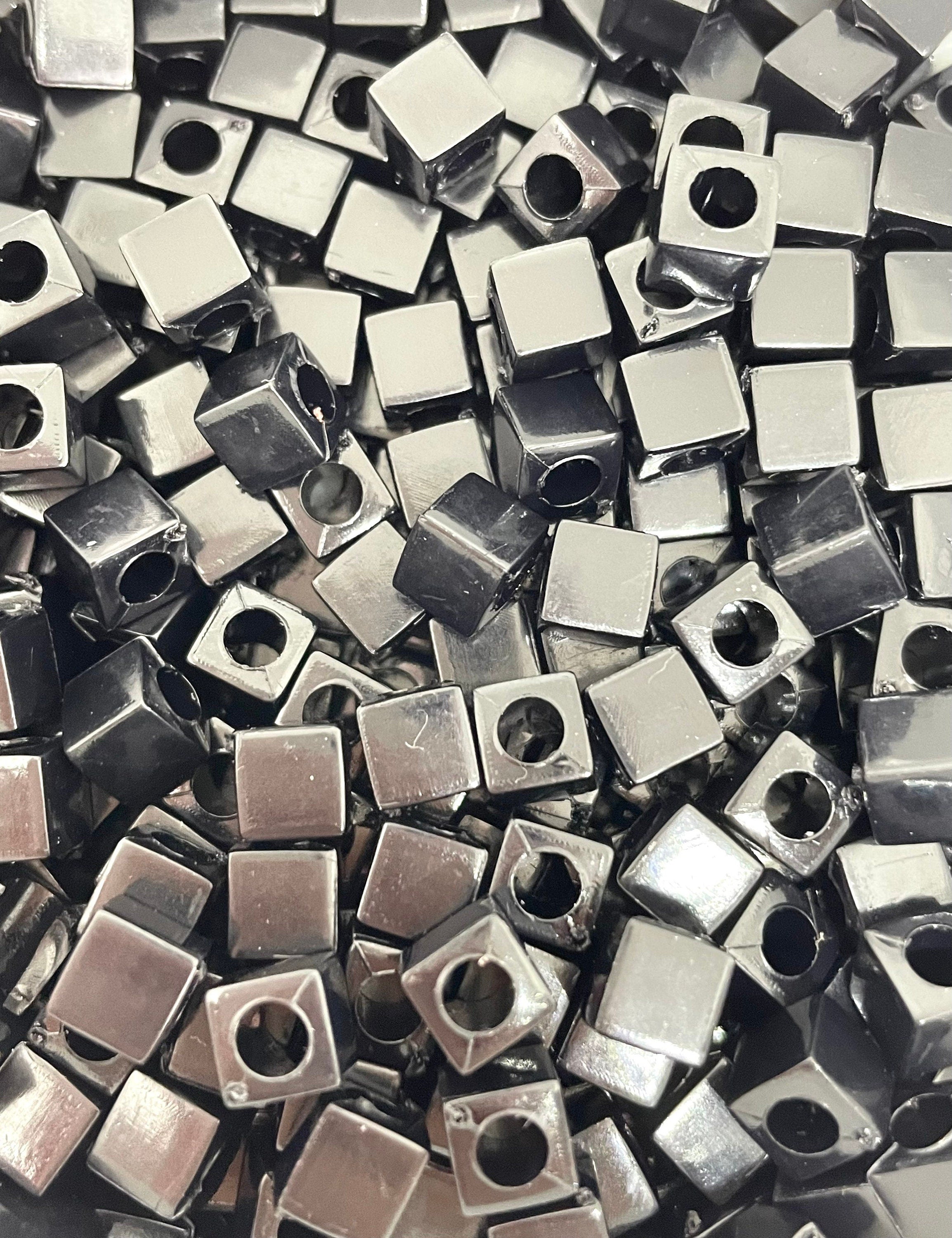 Black Square Cube Beads for Jewelry Making, Square Beads for Necklace, for Bracelet, Goth Beads, Mori Kei, Gothic Lolita Beads