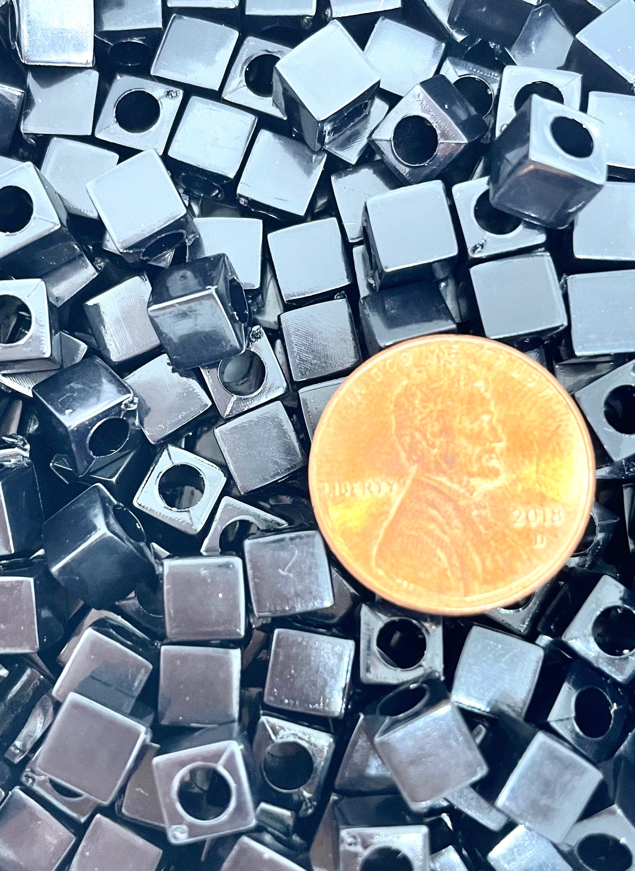 Black Square Cube Beads for Jewelry Making, Square Beads for Necklace, for Bracelet, Goth Beads, Mori Kei, Gothic Lolita Beads