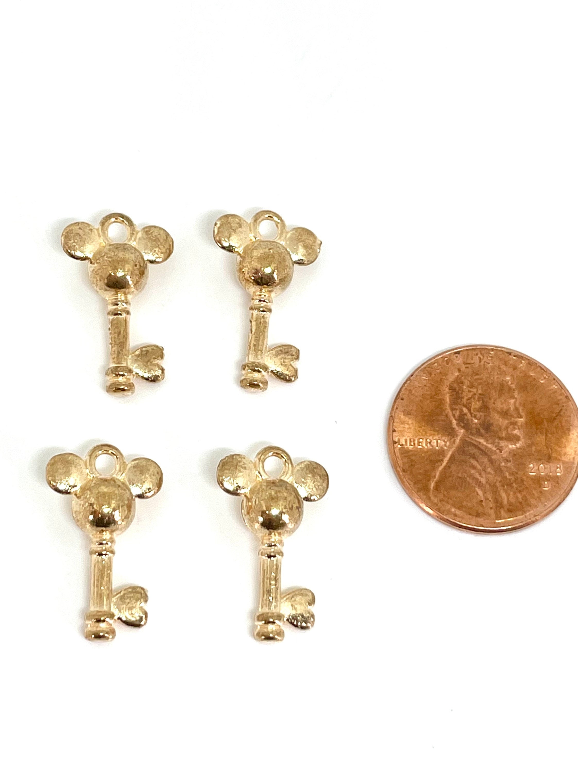 Gold Mickey Key Charm for Disneyland, Disney World, Mouse Charm, M and M charm, MM Beads