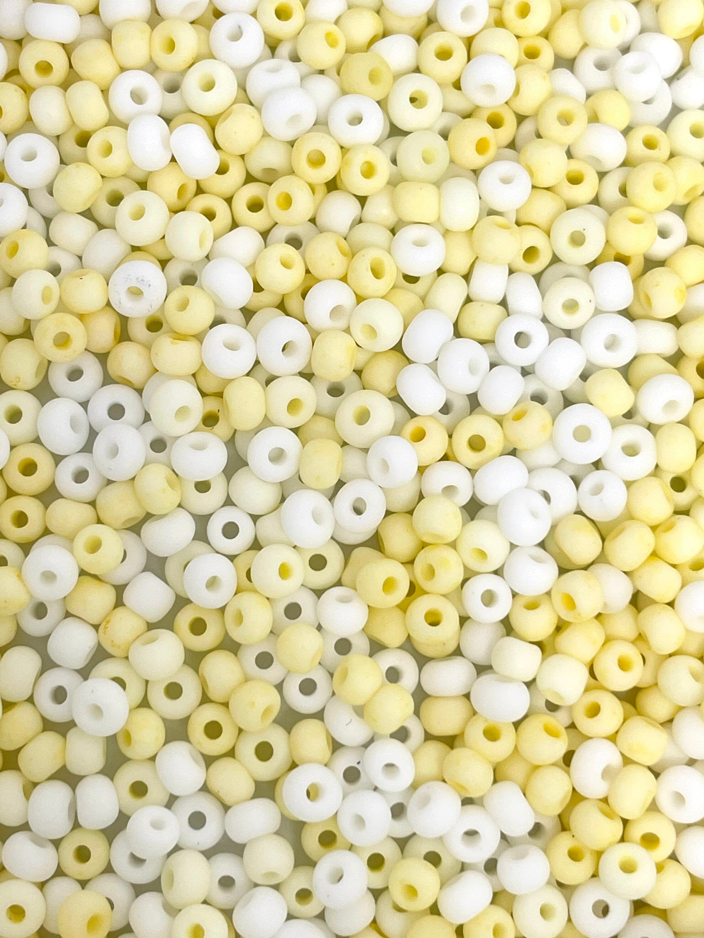 Tiny Lemon Cream Seed Bead Mix, Matte Seed Bead Assortment, Czech Glass Beads