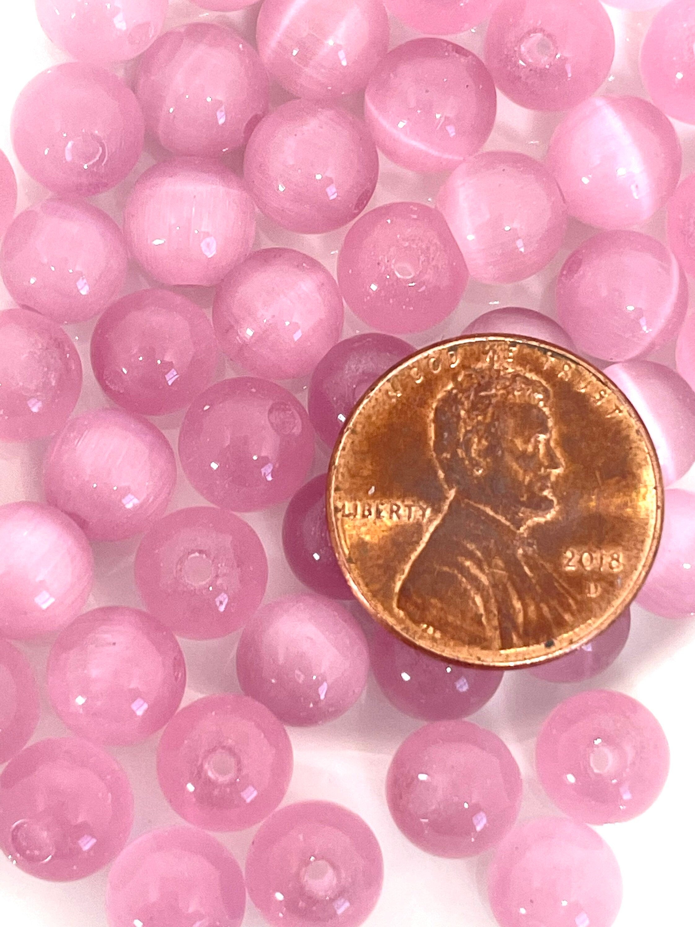 8mm Pink Cat's Eye Opal Beads