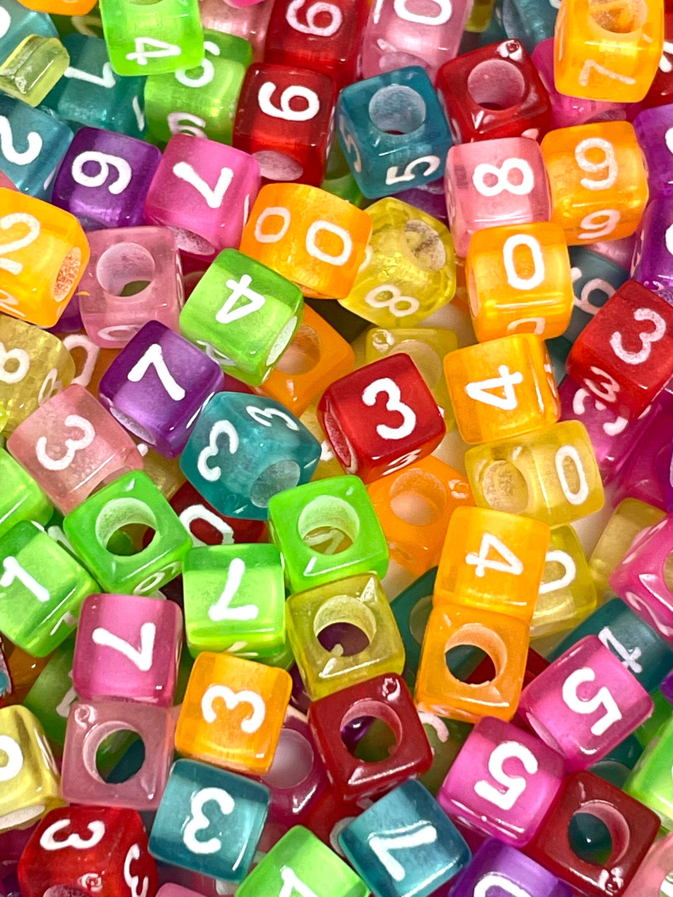 Colorful Cube Number Beads, Number Charms, Lucky Number Pendant, Bright Alphabet Beads, Numbers for Jewelry