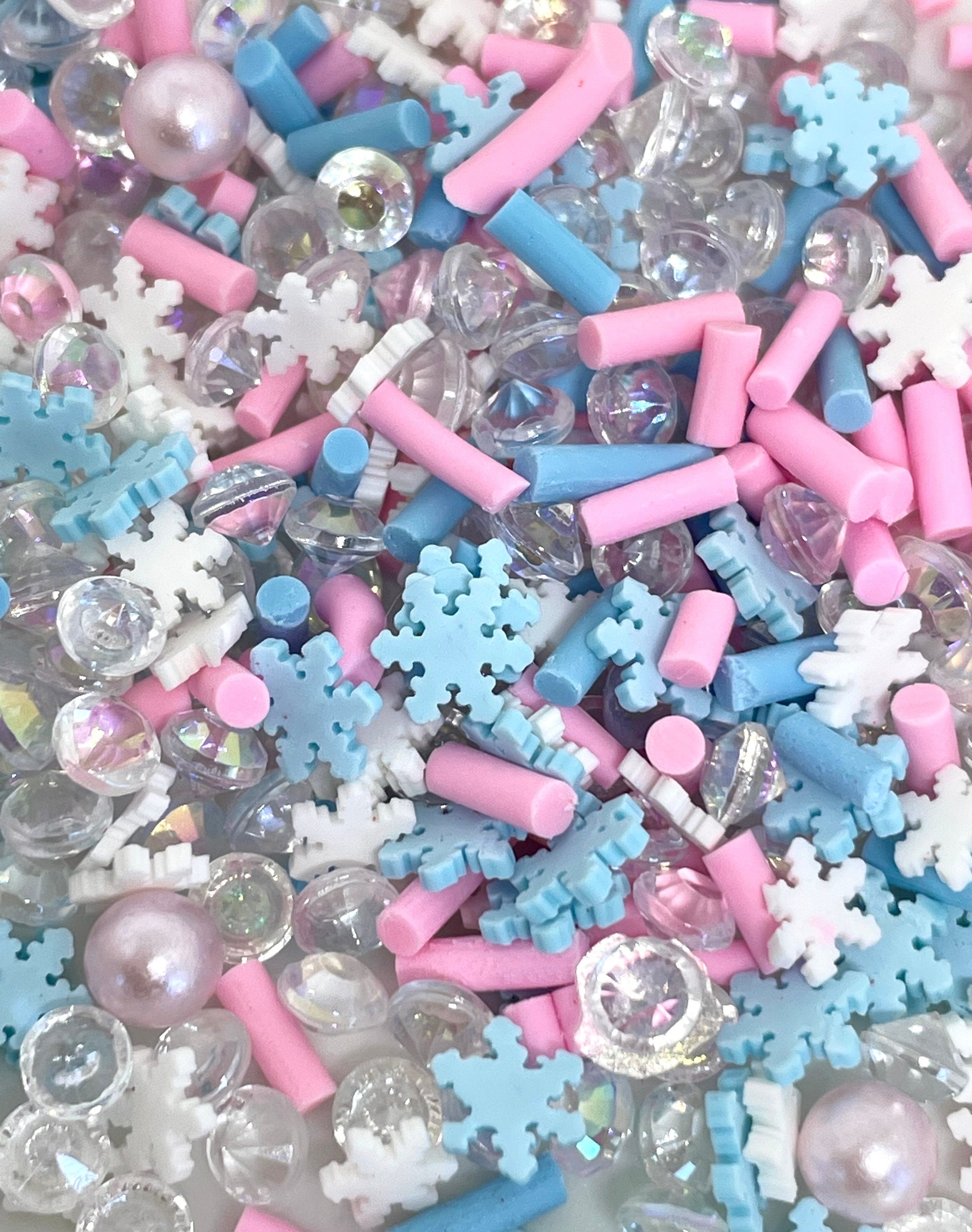 Christmas Snow Fake Sprinkle Mix, Clay Sprinkles, Frozen Faux Sprinkles, Slime Toppings, Decoden, Kawaii Sprinkles, Sprinkle Mix