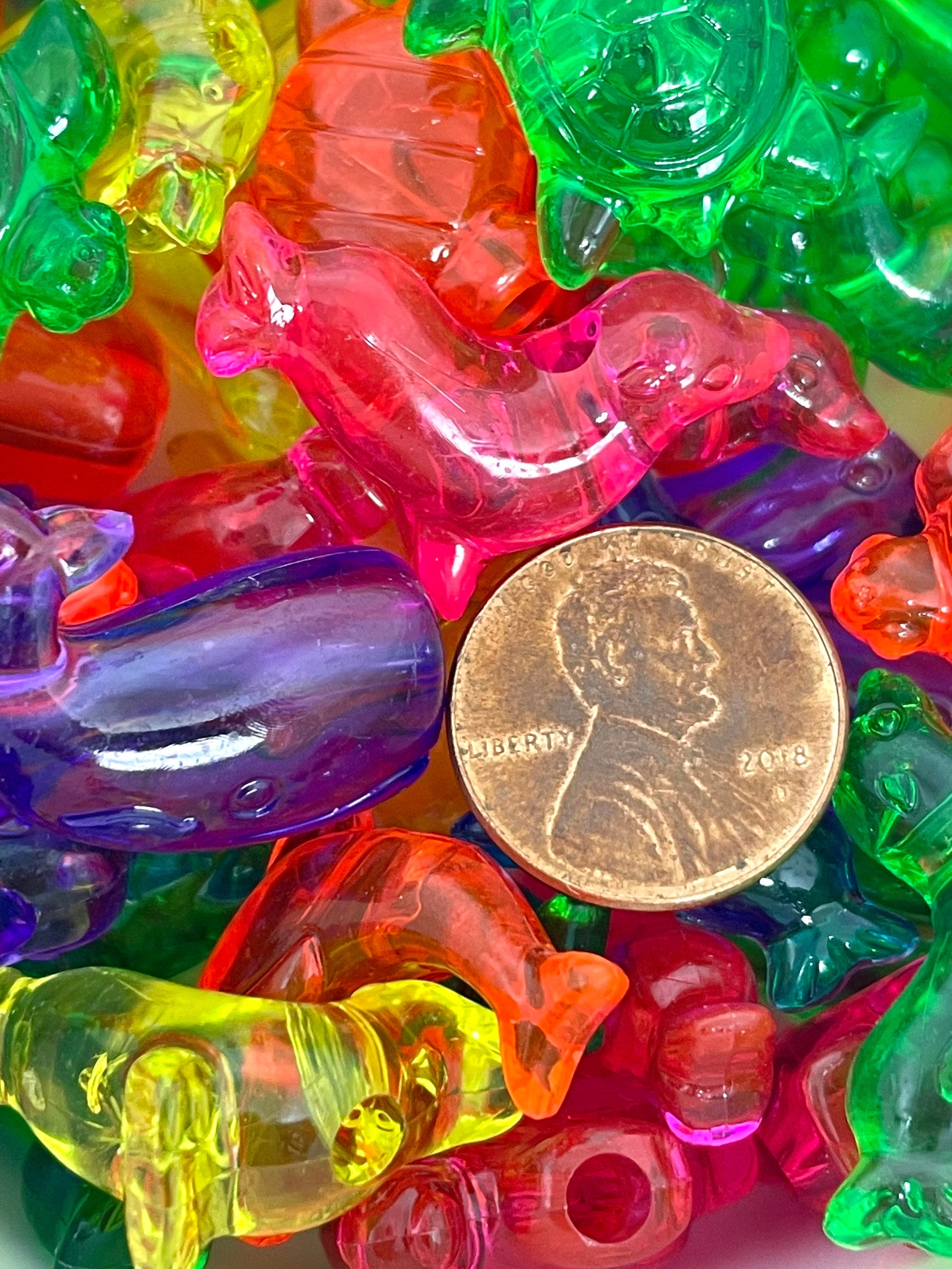 Translucent Jelly Marine Animal Beads, Sea Life Beads, Ocean Beads for Kids, Whale, Seal, Dolphin, and Sea Turtle Charms