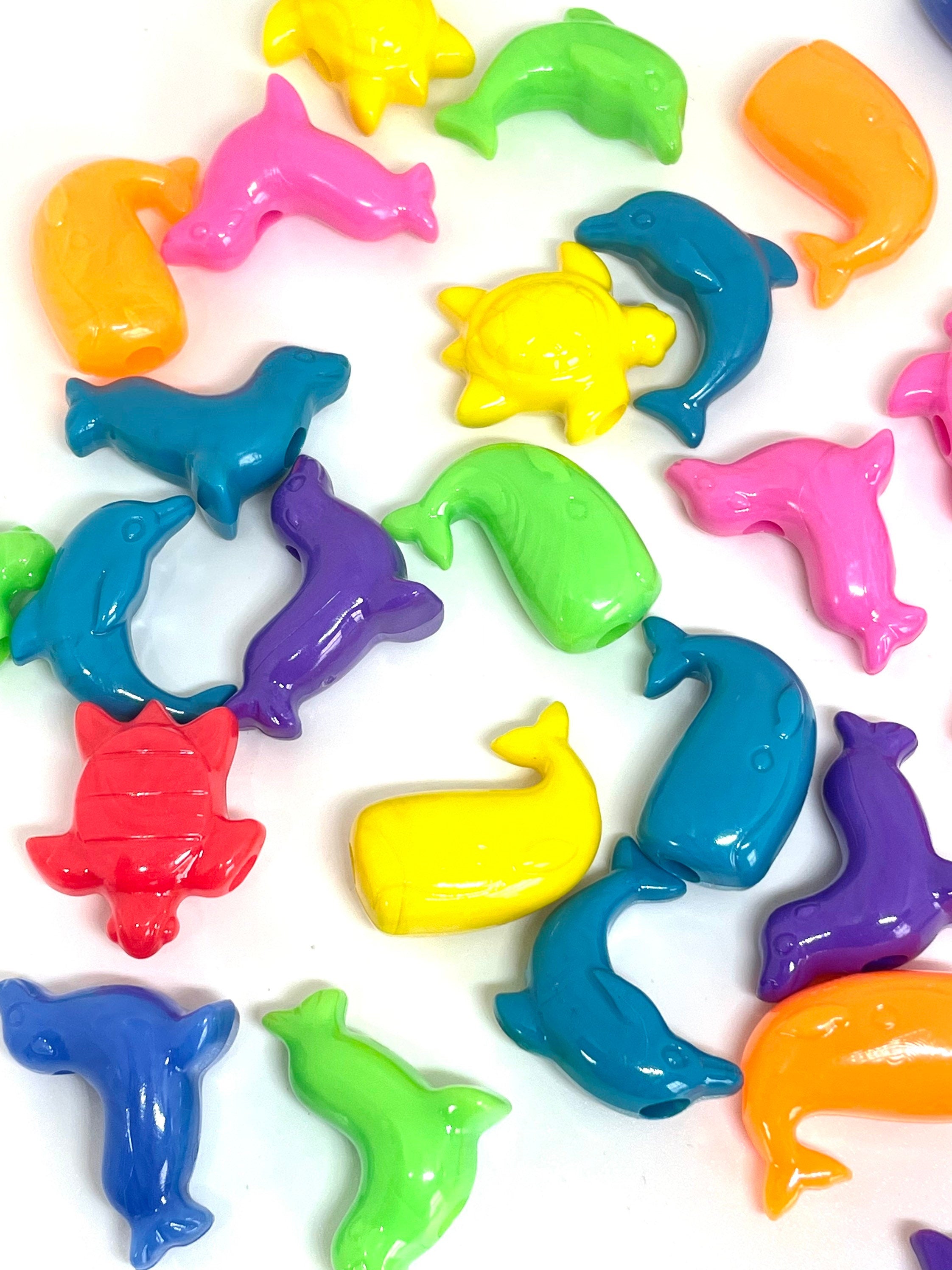 Colorful Marine Animal Beads, Sea Life Beads, Ocean Beads for Kids, Whale, Seal, Dolphin, and Sea Turtle Charms