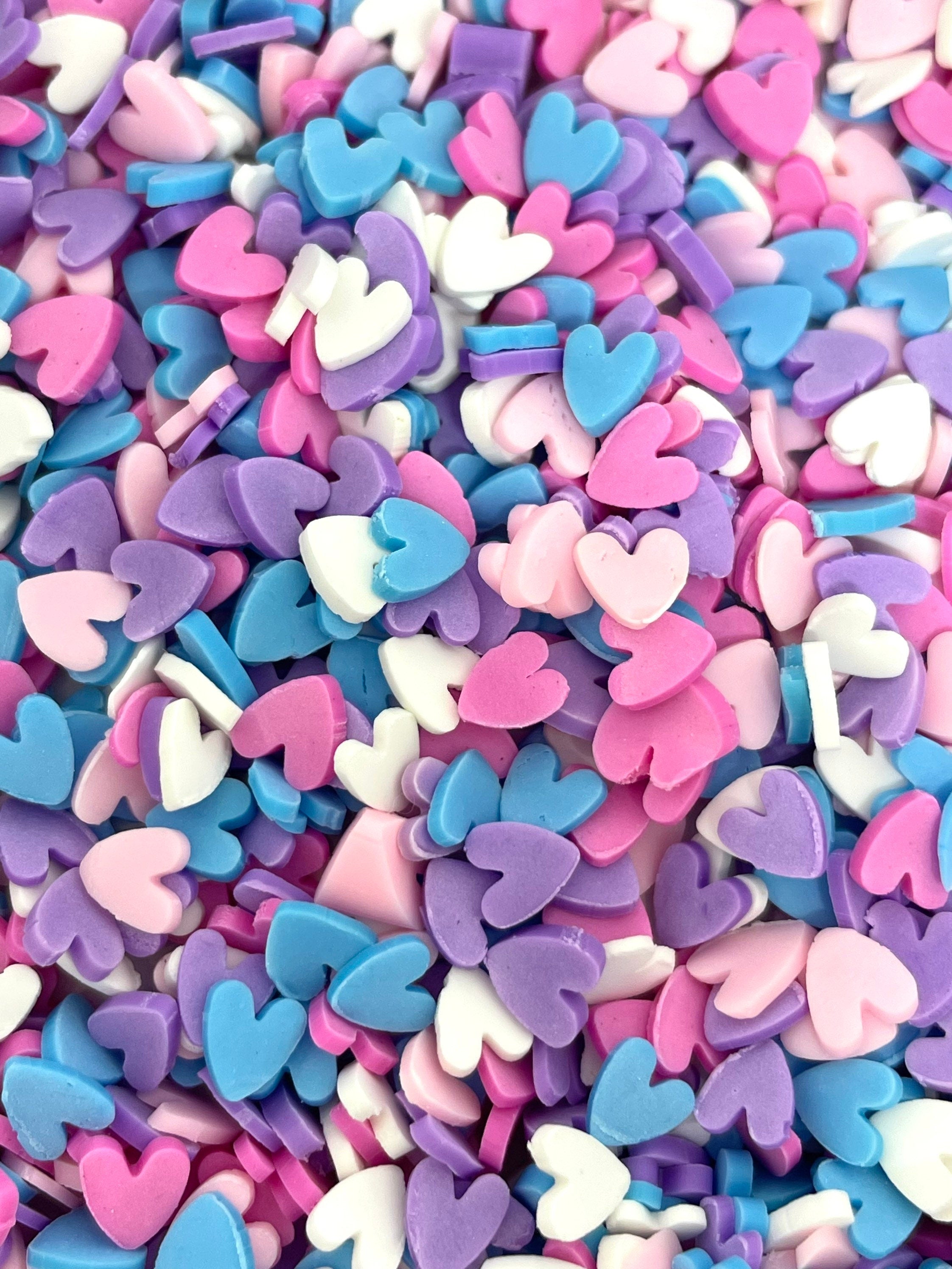 Heart Confetti Fake Sprinkles, Polymer Clay Hearts, Slime Supplies, Faux Sprinkles, Slime Add-Ins