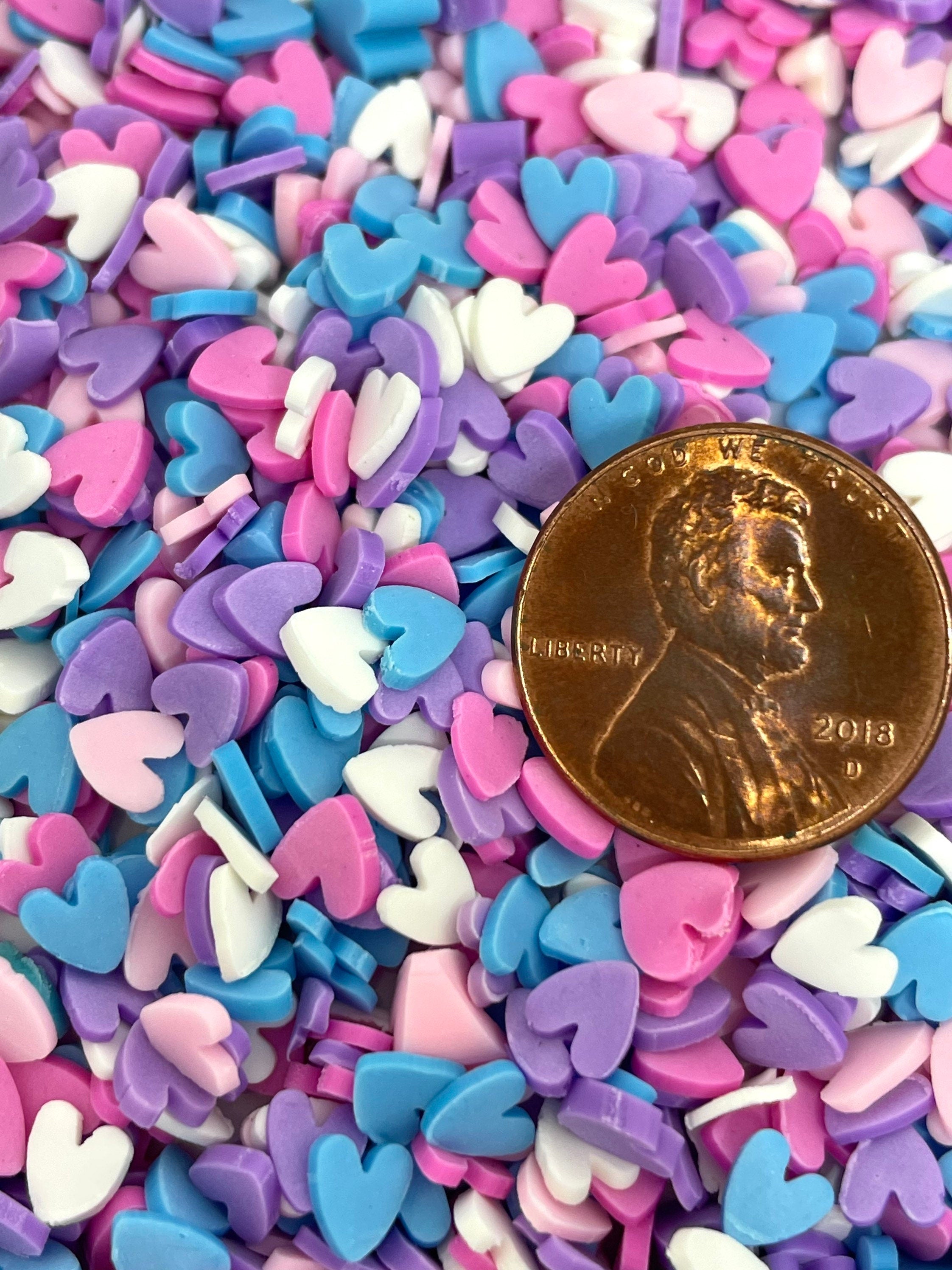 Heart Confetti Fake Sprinkles, Polymer Clay Hearts, Slime Supplies, Faux Sprinkles, Slime Add-Ins