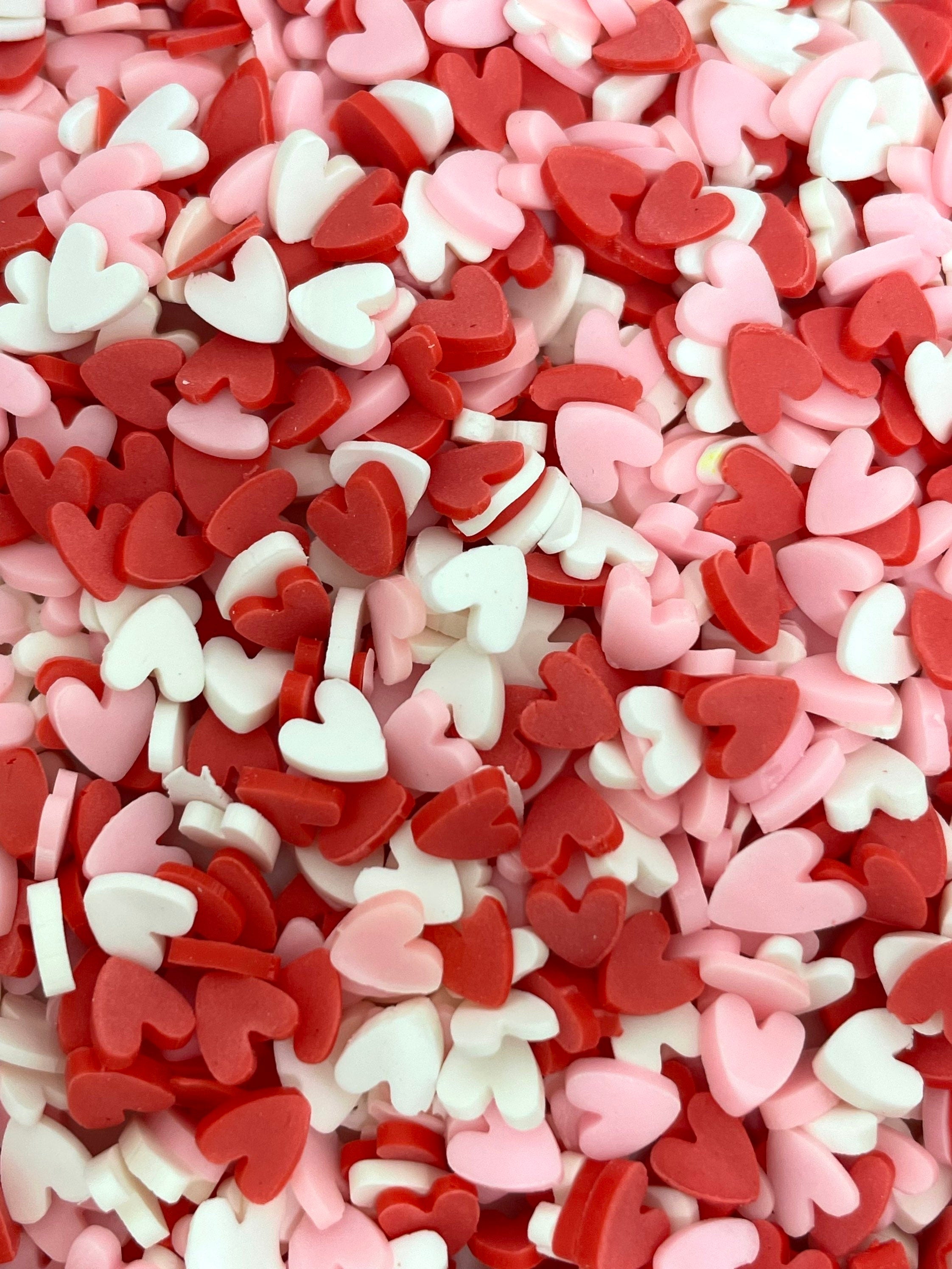 Valentine's Day Fake Sprinkle Mix, Polymer Clay Sprinkles, Heart Sprinkles for Slime, Slime Add-Ins, Nail Art, Decoden