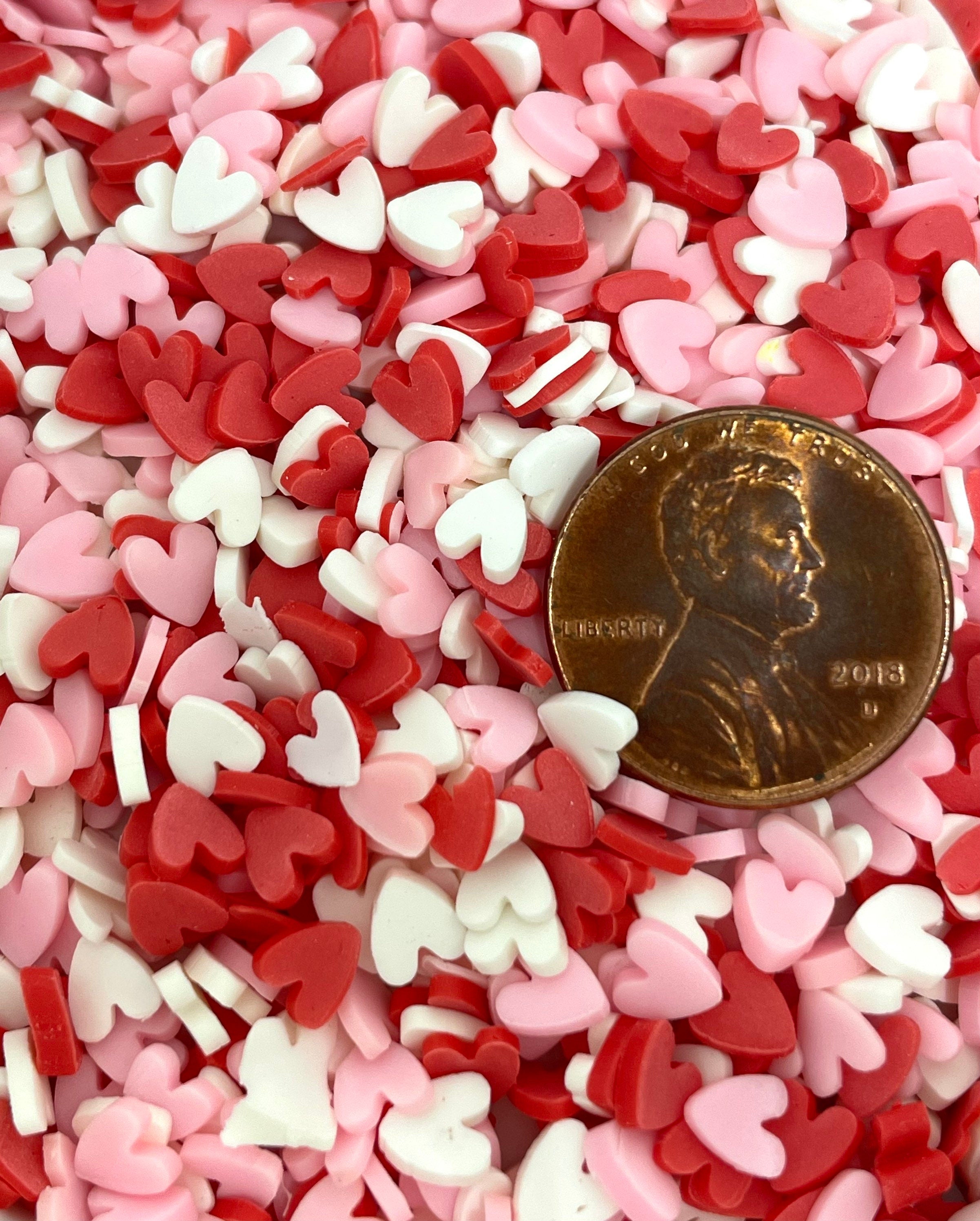 Valentine's Day Fake Sprinkle Mix, Polymer Clay Sprinkles, Heart Sprinkles for Slime, Slime Add-Ins, Nail Art, Decoden