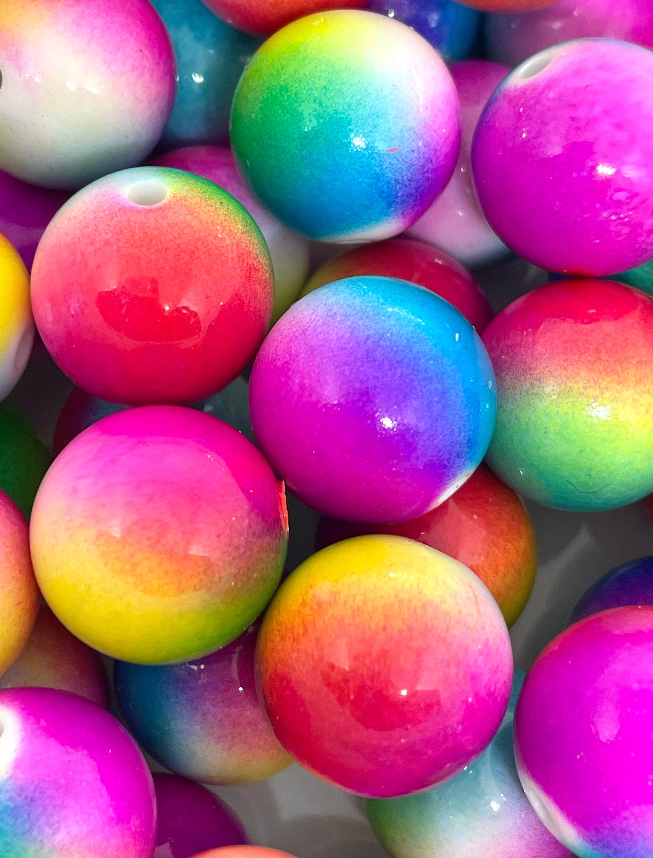 Chunky Rainbow Beads for Jewelry Making, Bright Beads, Large 20mm Beads for Garland, Chunky Jewelry, Decorations, Pride Beads, Statement