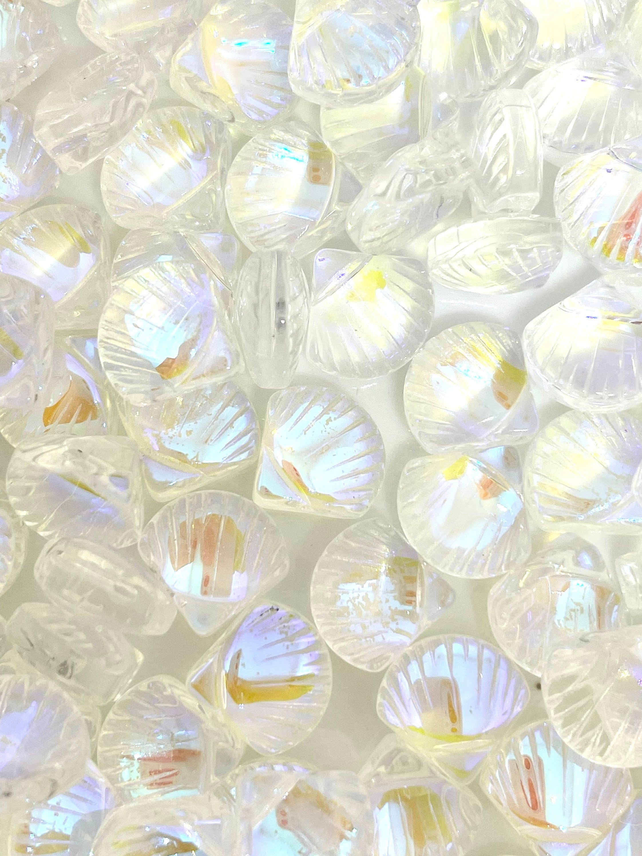 Iridescent Glass Mermaid Shell Beads: Captivating Ocean-Themed Craft Supply