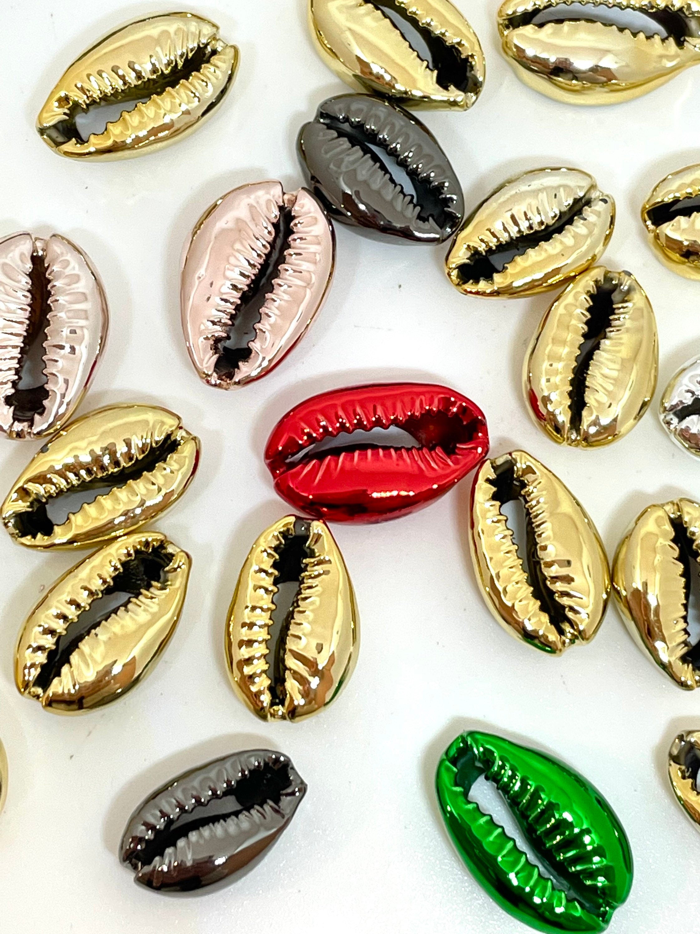 Metallic Cowrie Shells for Jewelry Making, Hawaiian Beads, Surfer Jewelry, Mermaid Beads, Mermaid Charm