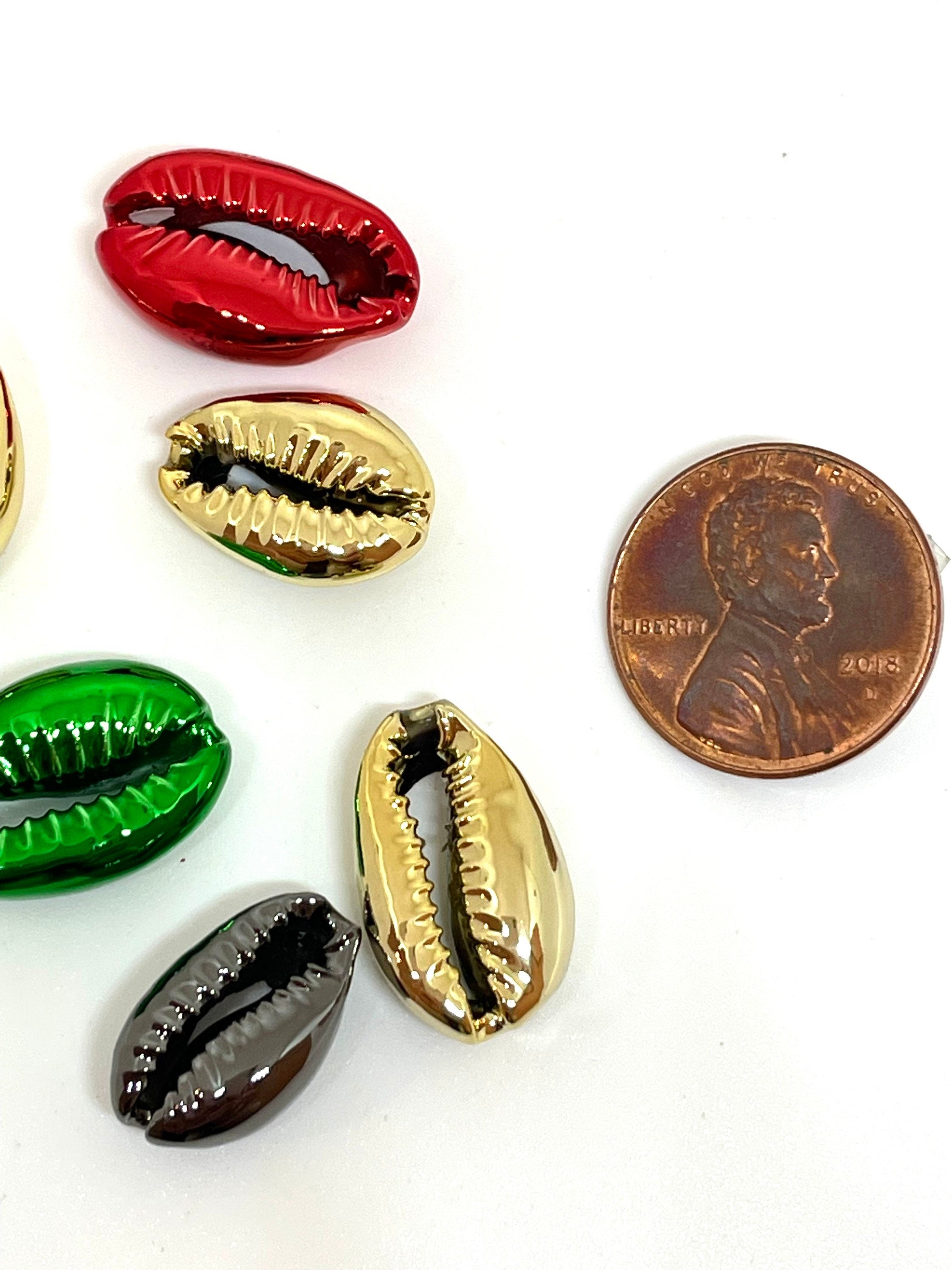 Metallic Cowrie Shells for Jewelry Making, Hawaiian Beads, Surfer Jewelry, Mermaid Beads, Mermaid Charm