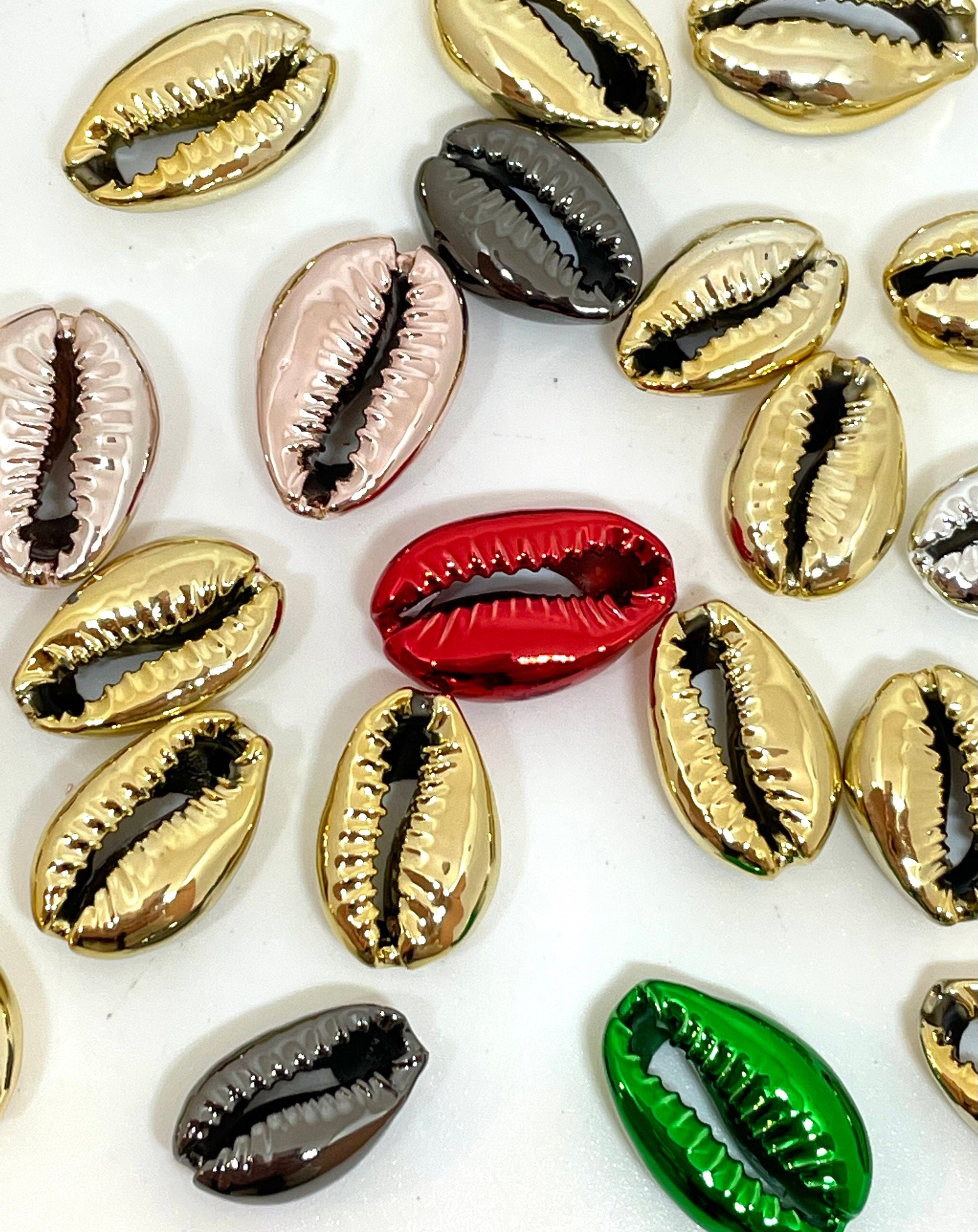 Metallic Cowrie Shells for Jewelry Making, Hawaiian Beads, Surfer Jewelry, Mermaid Beads, Mermaid Charm
