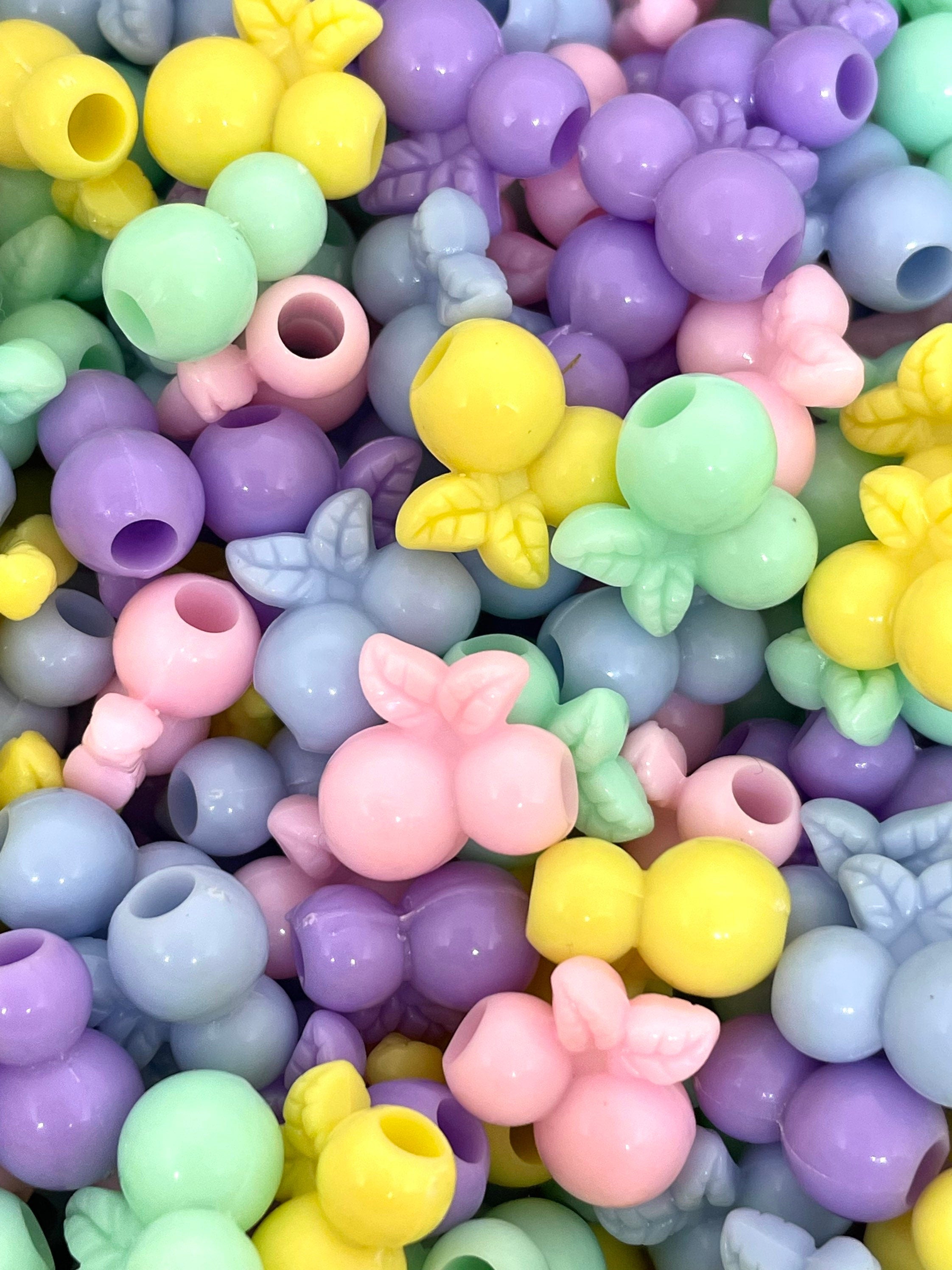Pastel Cherry Beads, Spring Beads, Easter Beads, Pastel Beads for Jewelry Making, Kawaii Beads, Dolly Kei Beads, Cherry Charm, Fruit Beads