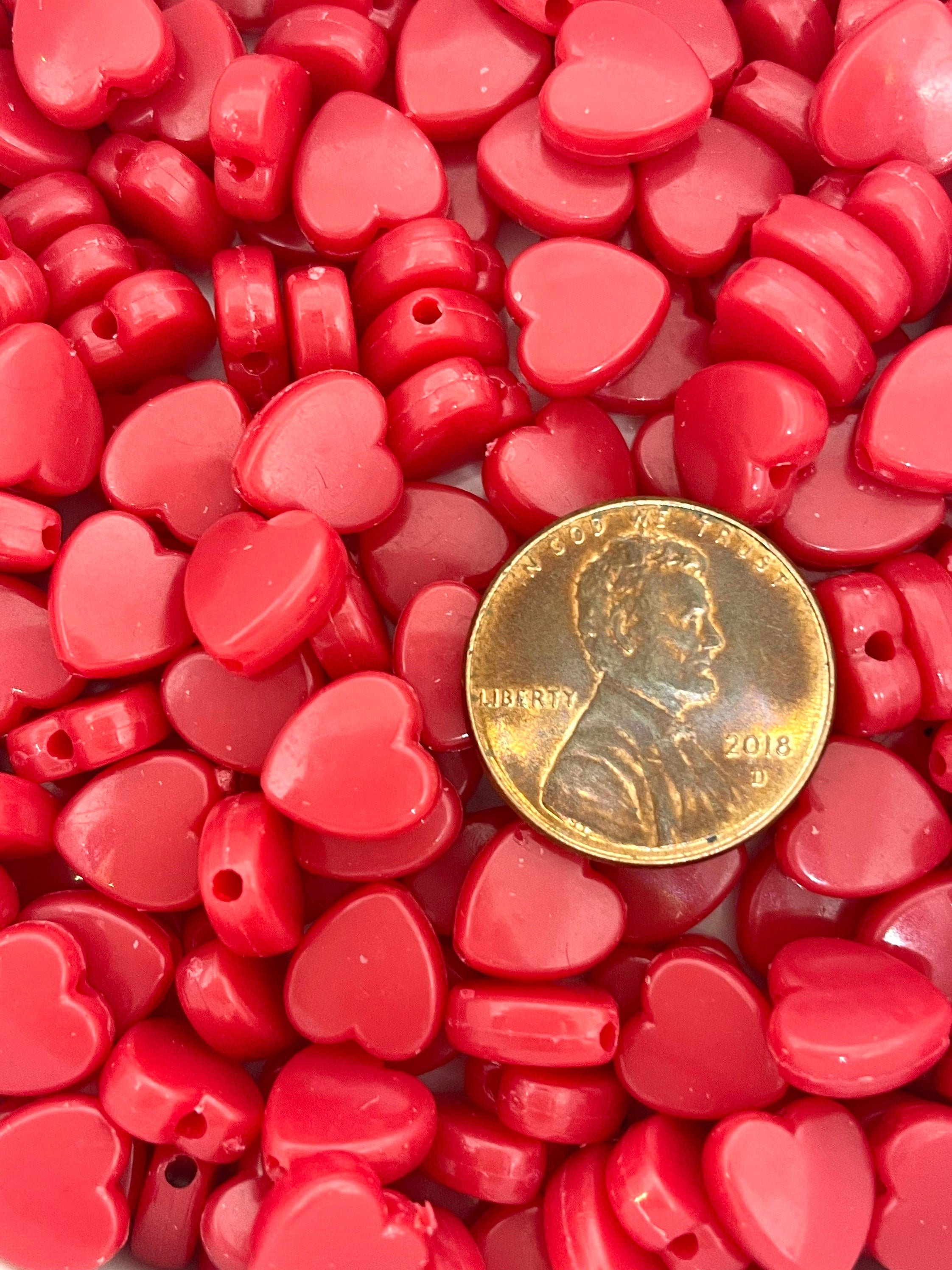 Red Heart Beads for Valentine's Day, Red Beads, Red Hot Candy Beads for Jewelry Making, Valentine's Day Beads, Bright Beads, Colorful beads