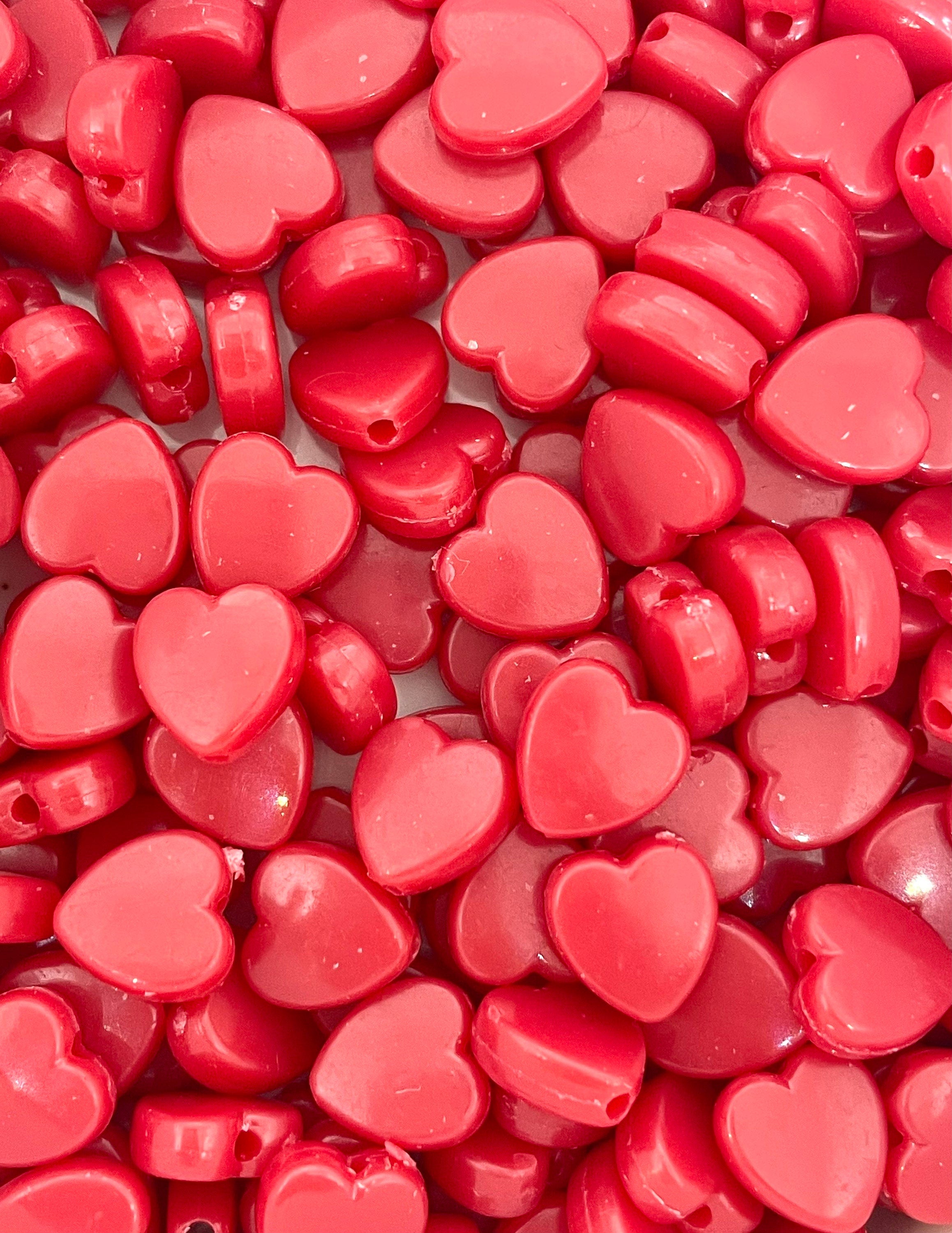 Red Heart Beads for Valentine's Day, Red Beads, Red Hot Candy Beads for Jewelry Making, Valentine's Day Beads, Bright Beads, Colorful beads