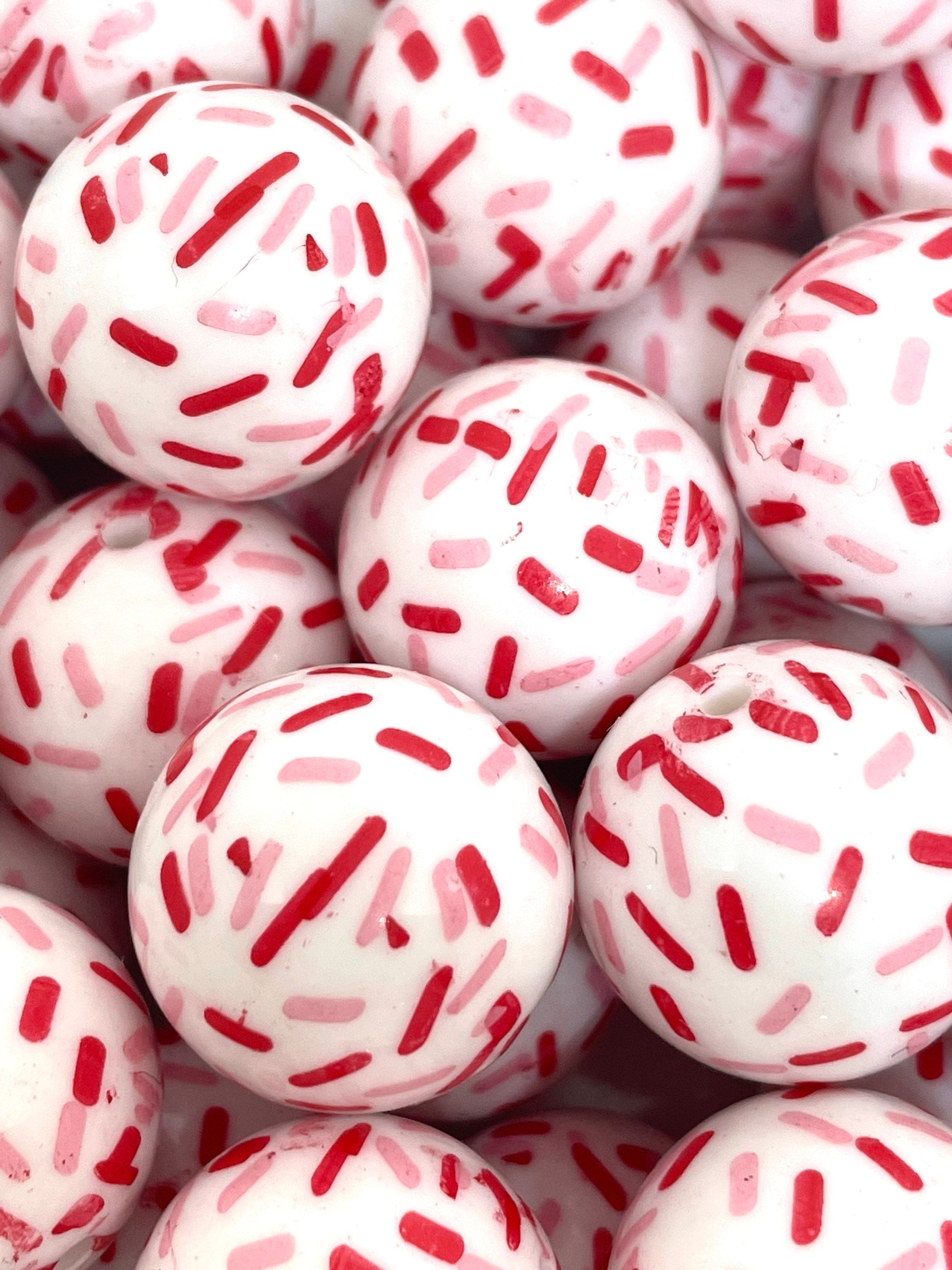 Valentine's Day Sprinkles Beads, Sugar Cookie Chunky Beads for Jewelry Making, Candy Beads, 20mm Large Beads
