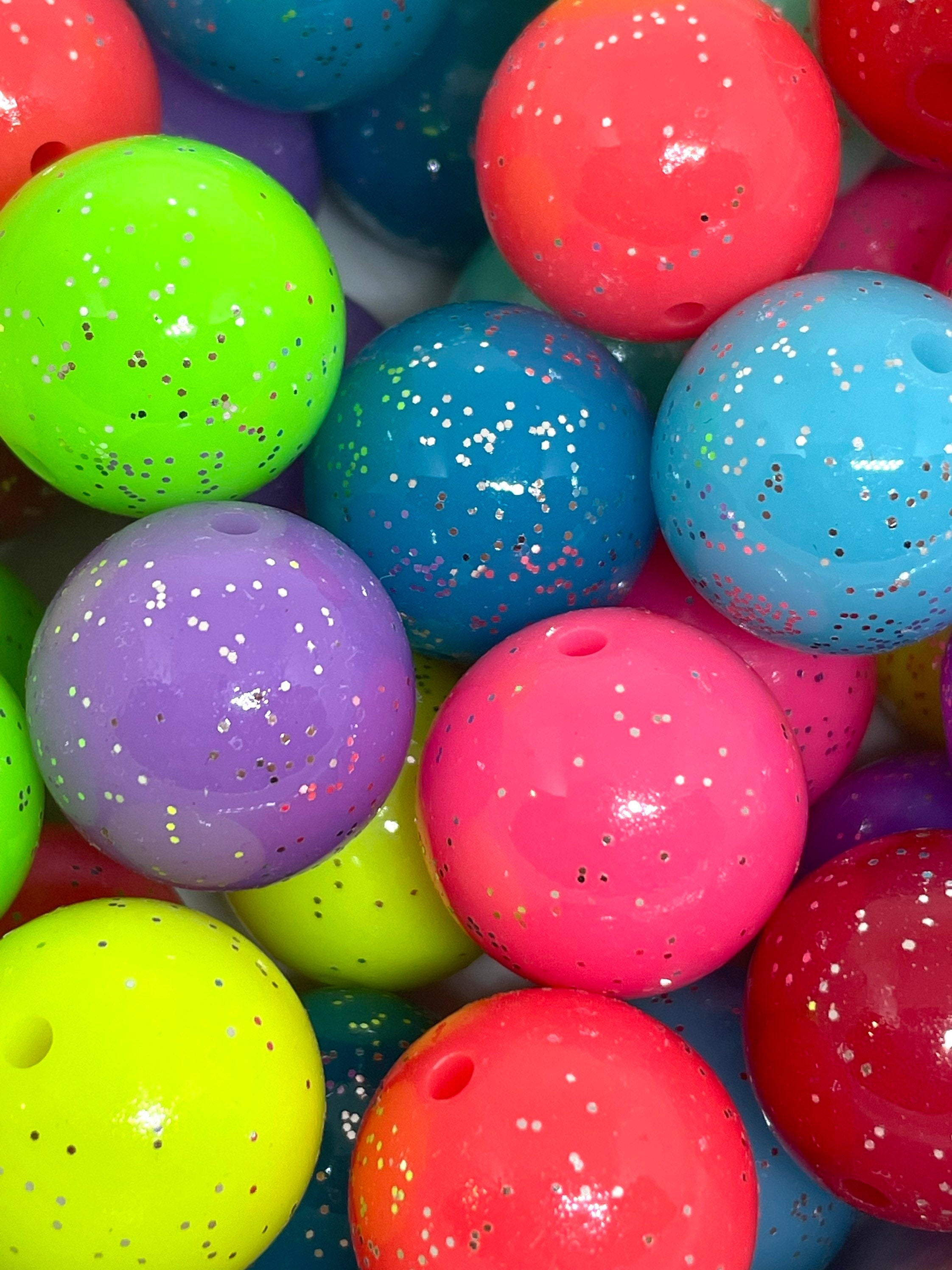 20mm Chunky Neon Glitter Beads