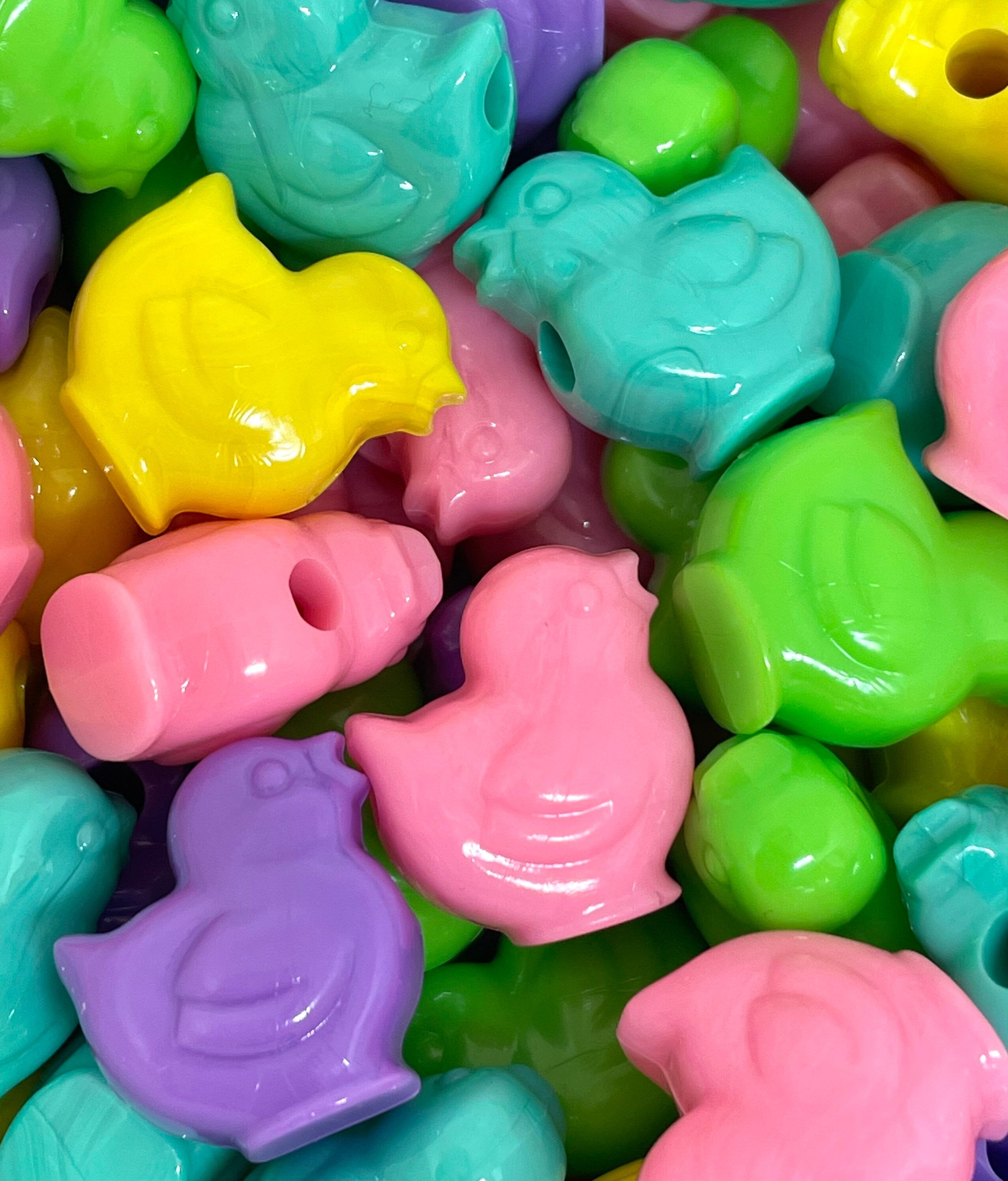 Pastel Baby Chick Beads for Jewelry Making, Easter Beads, Chick Charm, Easter Charm, Pastel Beads, Spring Beads