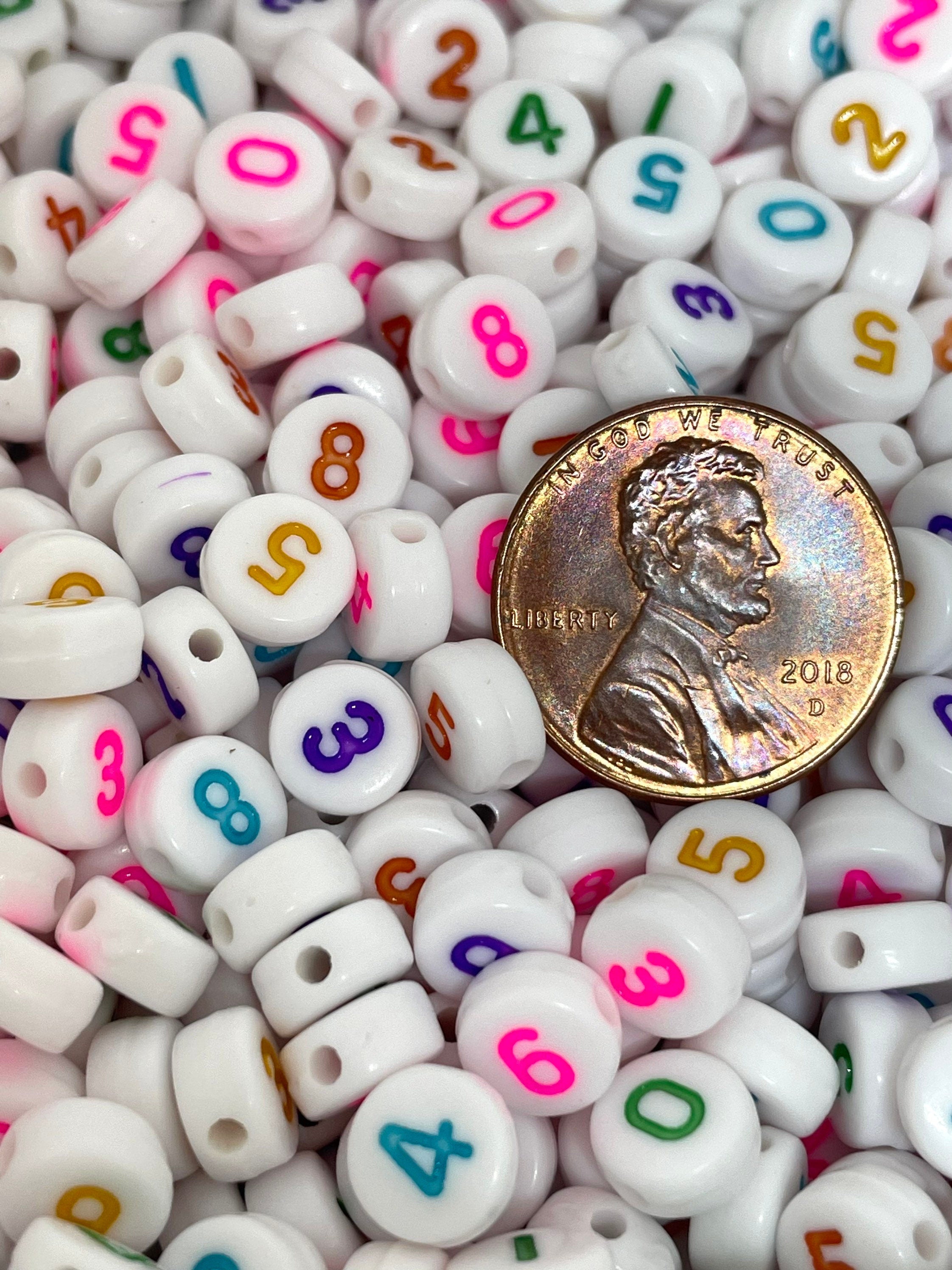 Colorful Number Beads for Jewelry Making, Number Charms, Number Pendants for Letter Jewelry, Alphabet Beads, Word Beads