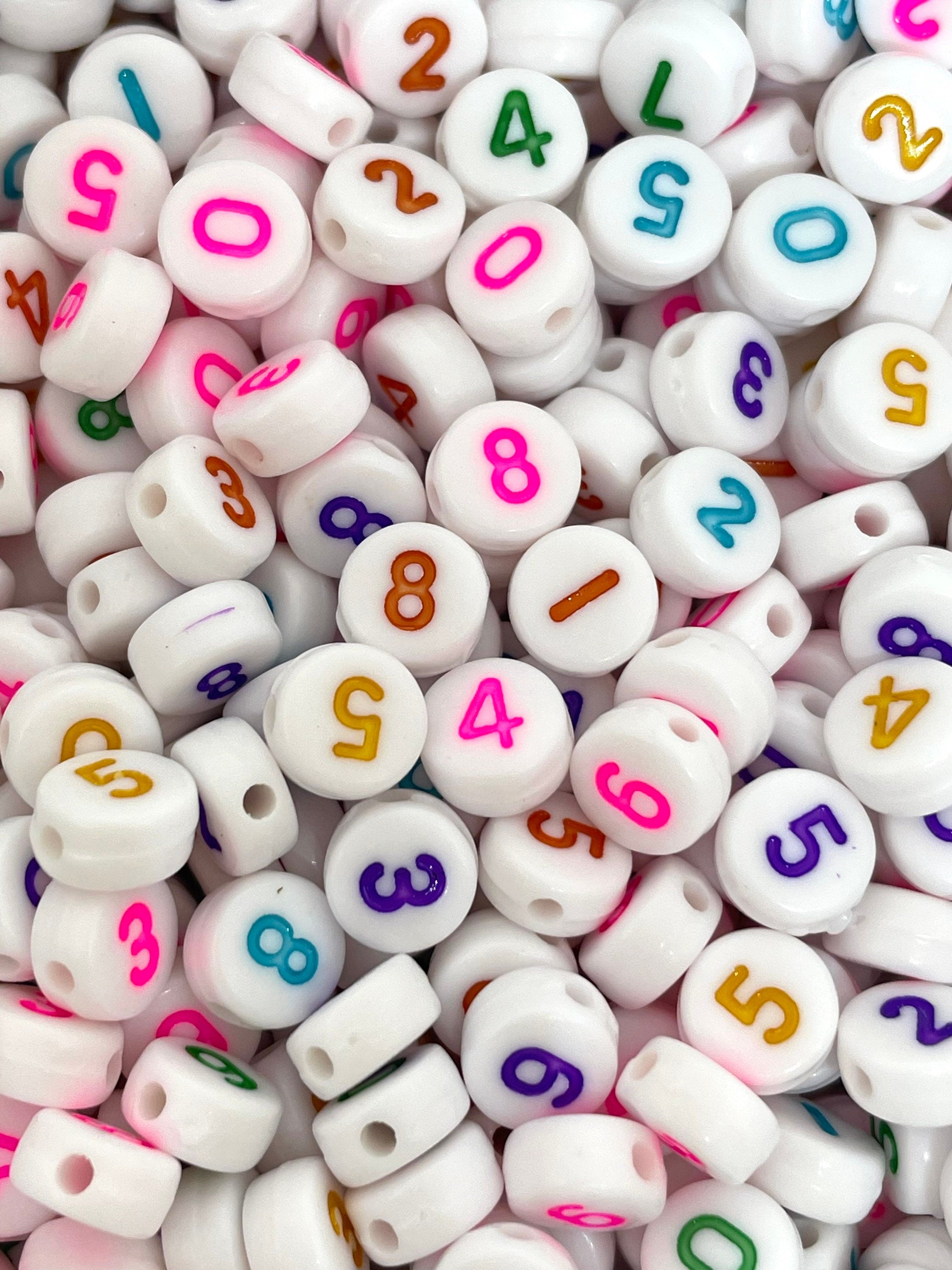 Colorful Number Beads for Jewelry Making, Number Charms, Number Pendants for Letter Jewelry, Alphabet Beads, Word Beads