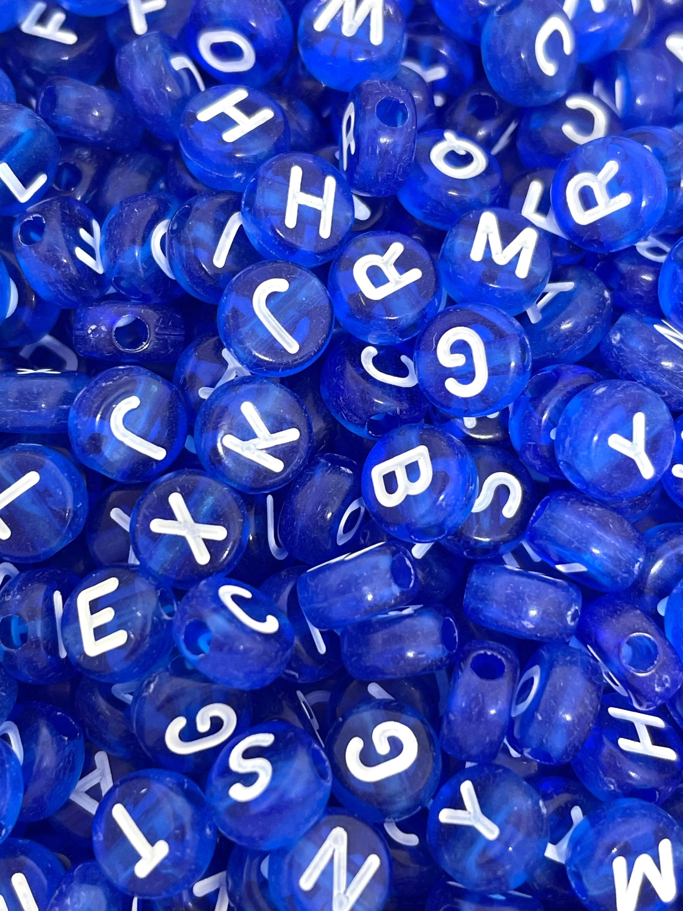 Bright Blue Letter Beads for Jewelry Making, Blue Alphabet Beads for Name Bracelet, Blue Name Beads, Blue Acrylic Beads for Bracelet