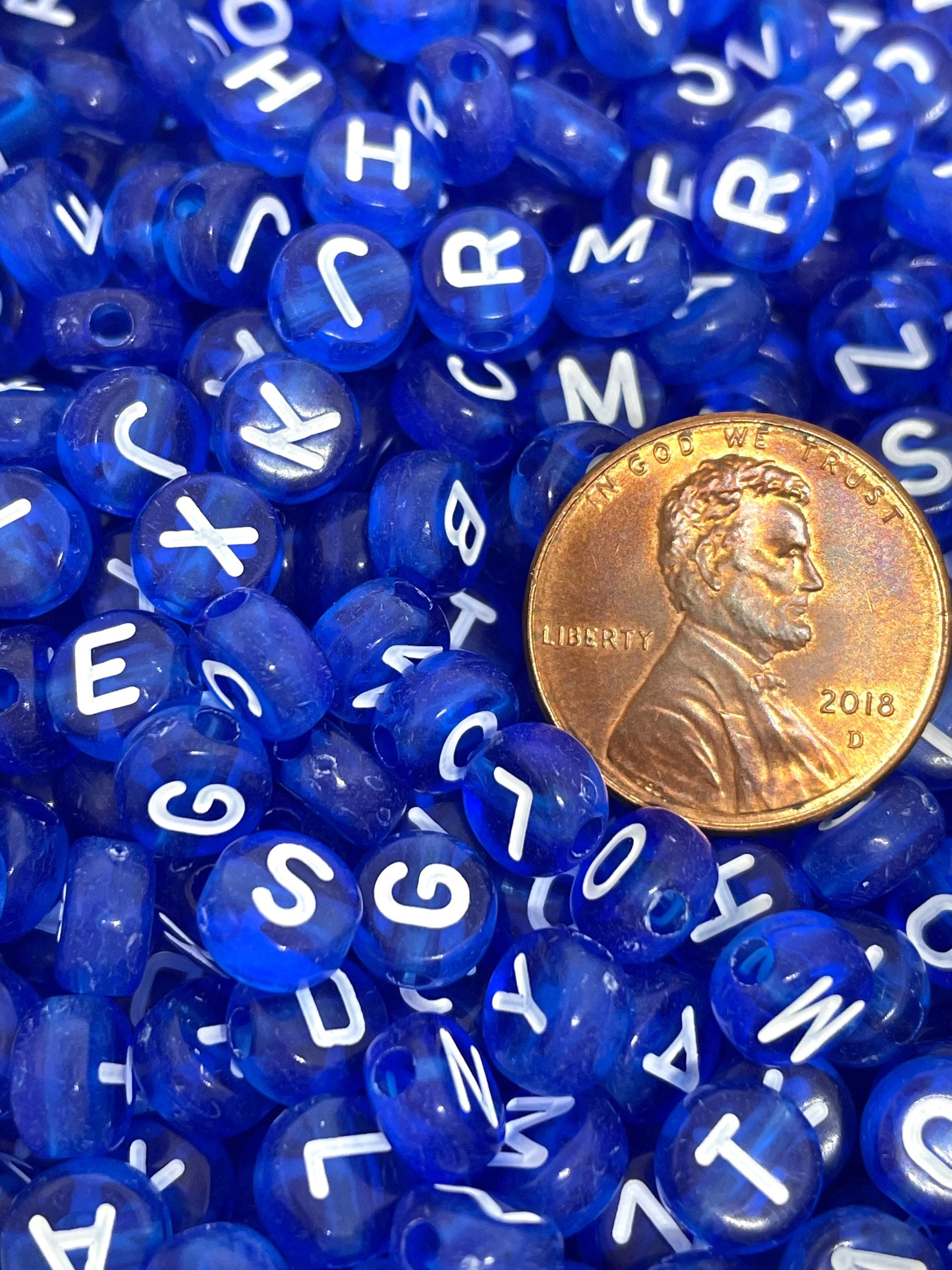 Bright Blue Letter Beads for Jewelry Making, Blue Alphabet Beads for Name Bracelet, Blue Name Beads, Blue Acrylic Beads for Bracelet