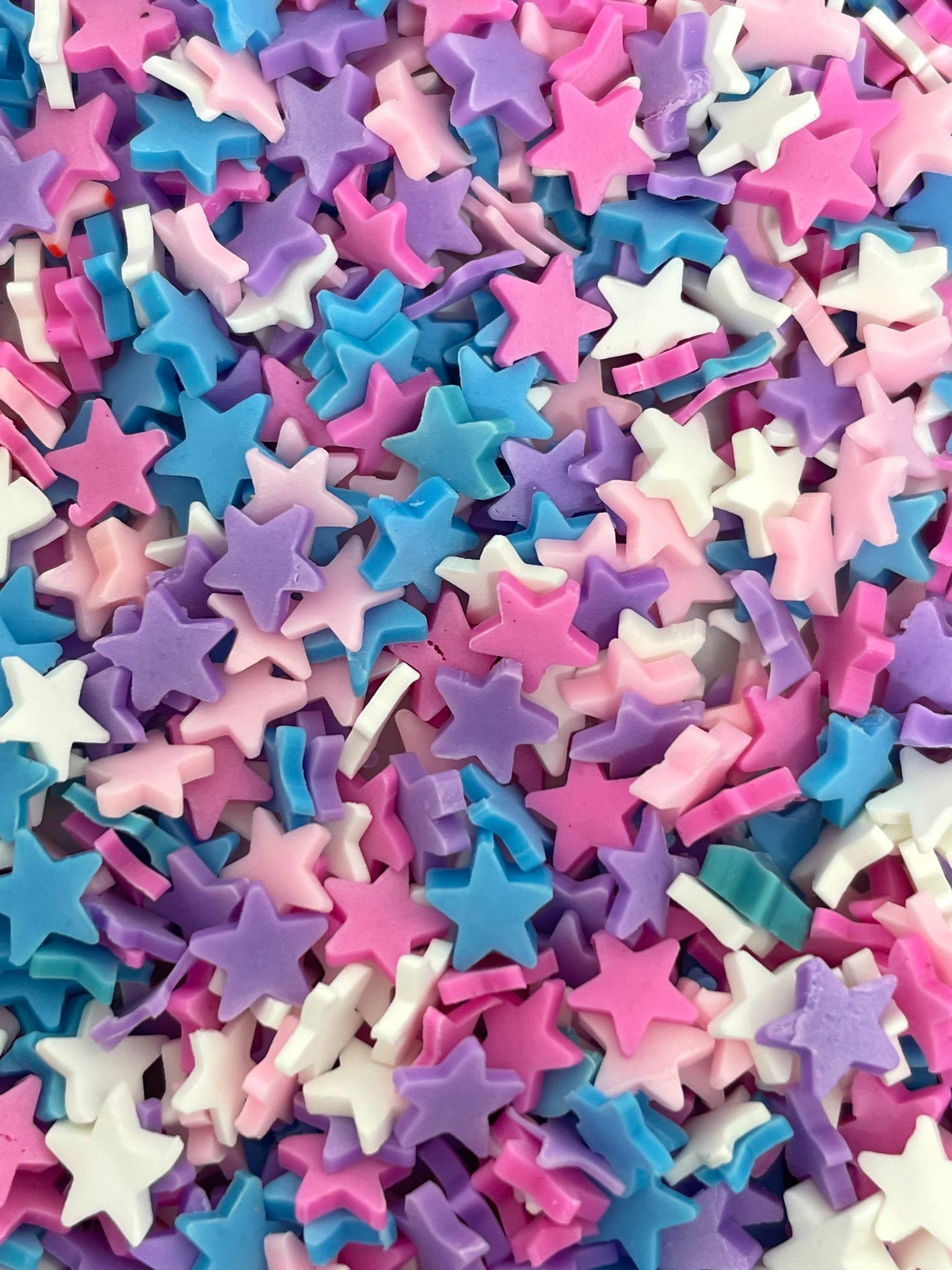 Polymer Clay Fake Sprinkles Star Mix, Kawaii Slime Toppings, Fake Cupcake Decorations, Slime Add Ins, Decoden, Nail Art