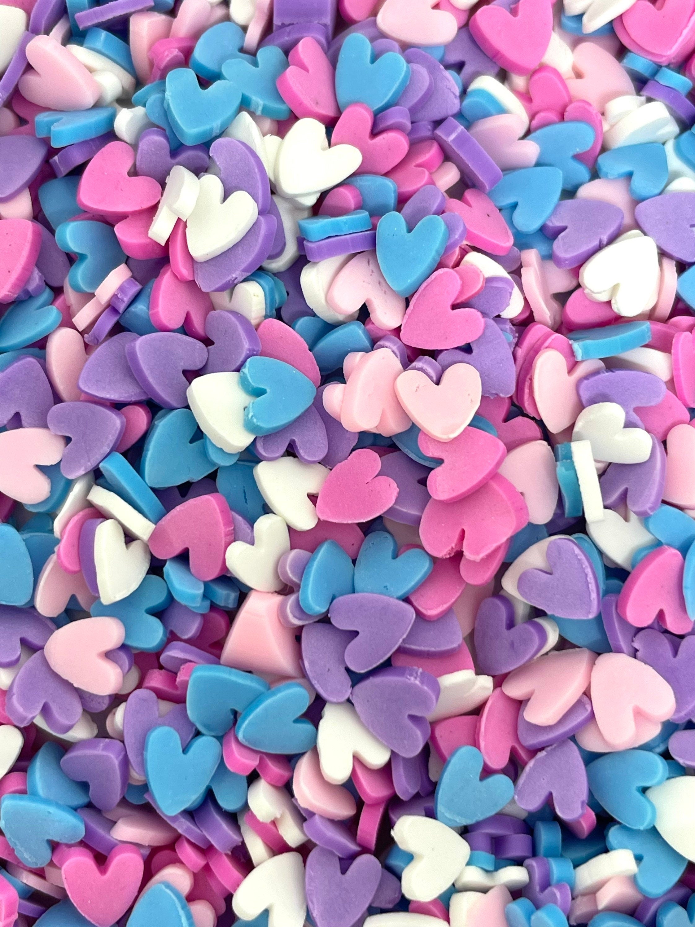 Heart Confetti Fake Sprinkles, Polymer Clay Hearts, Slime Supplies, Faux Sprinkles, Slime Add-Ins