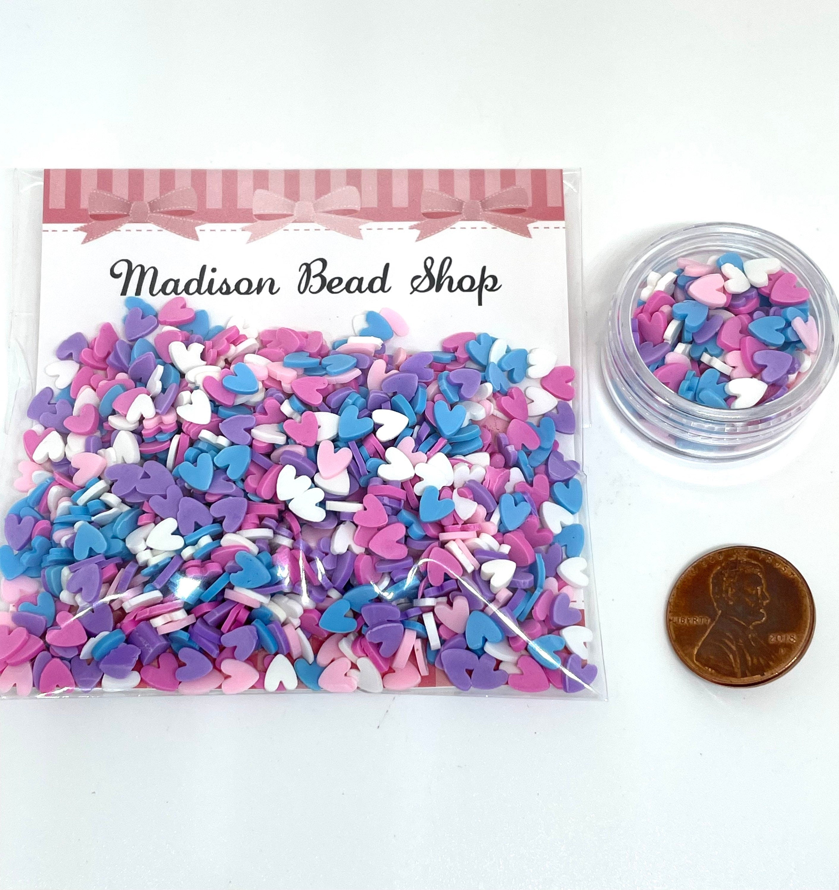 Heart Confetti Fake Sprinkles, Polymer Clay Hearts, Slime Supplies, Faux Sprinkles, Slime Add-Ins