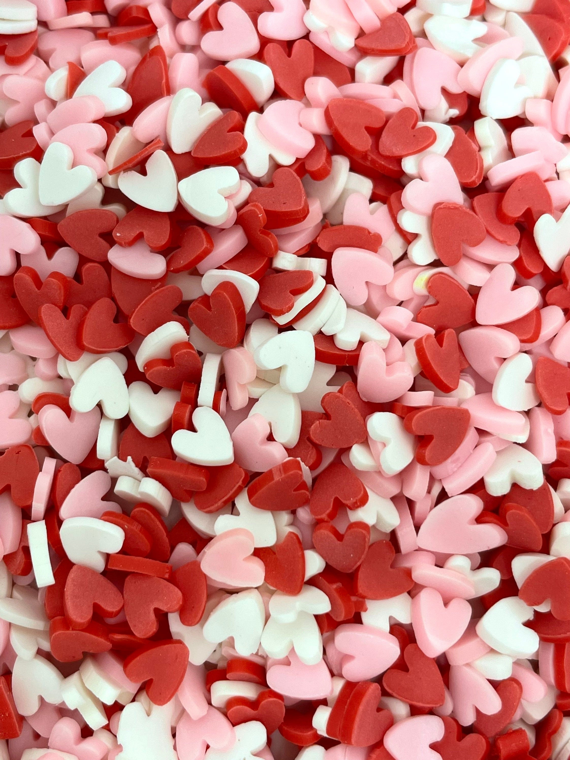 Valentine's Day Fake Sprinkle Mix, Polymer Clay Sprinkles, Heart Sprinkles for Slime, Slime Add-Ins, Nail Art, Decoden